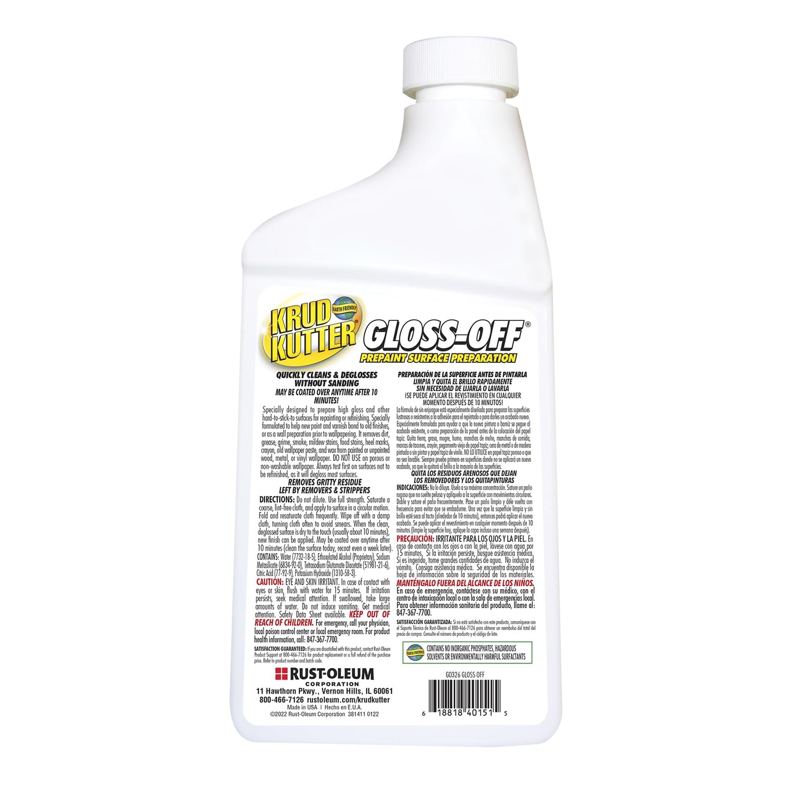 Gloss-Off Prepaint Surface Preparation Cleaner, 32 oz, No Sanding Liquid Degl…