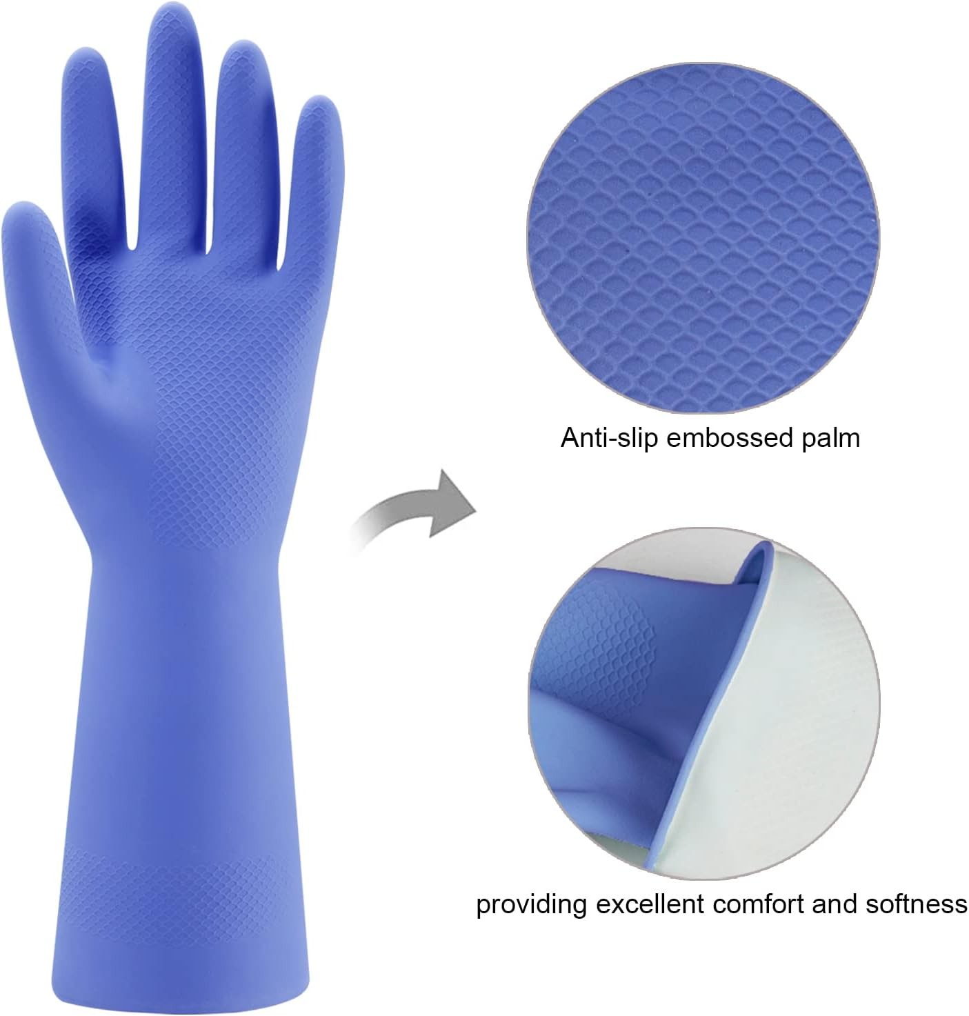 Bamllum Rubber Kitchen Dishwashing Gloves – 4 Small, Blue+pink+yellow+red