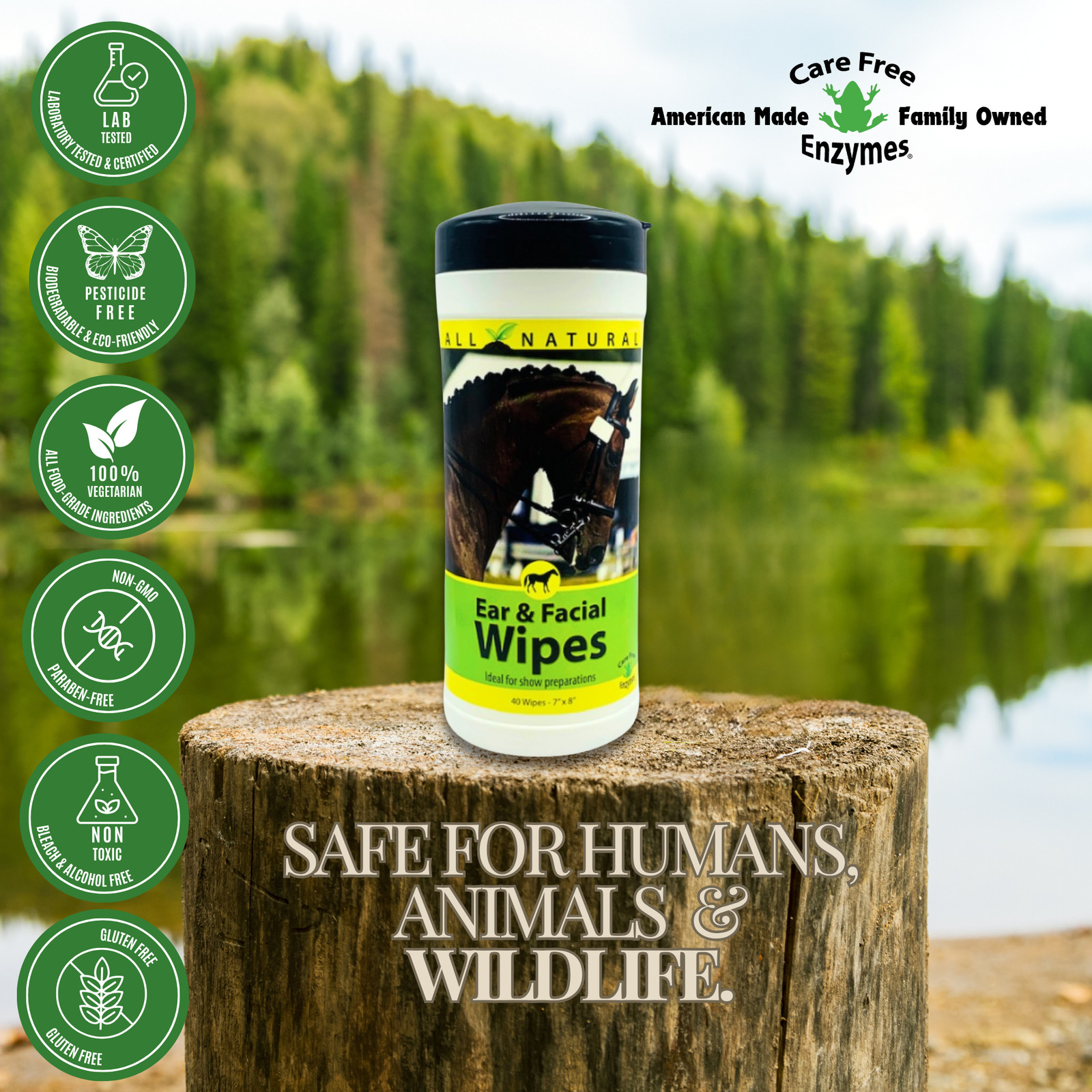 Gentle Equine Face & Ear Wipes | Cleans Sweat & Dirt | Horse Facial & Ear Wipes