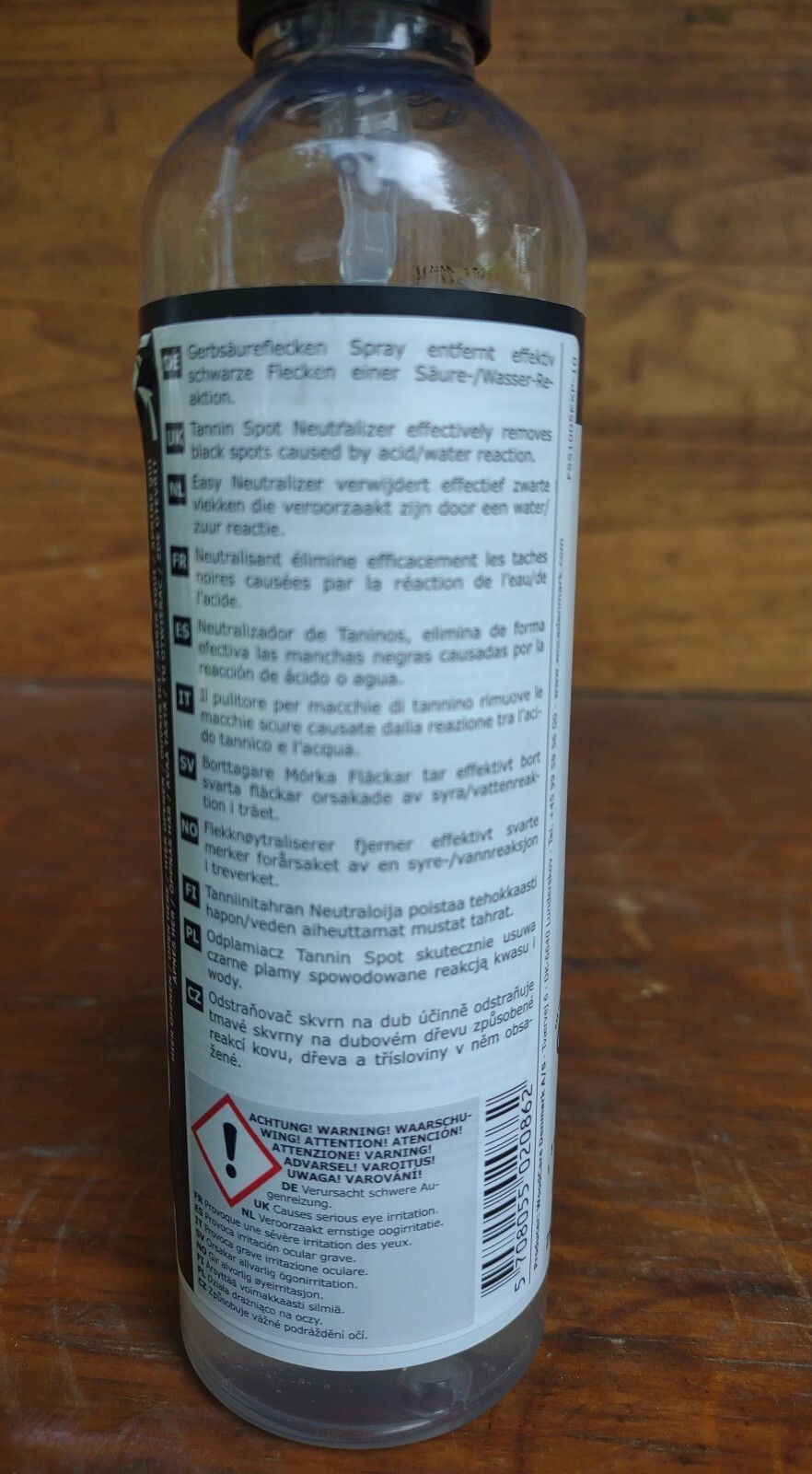 WOCA Denmark Tannin Spot Remover 8.45oz 250ml For Wood Surfaces