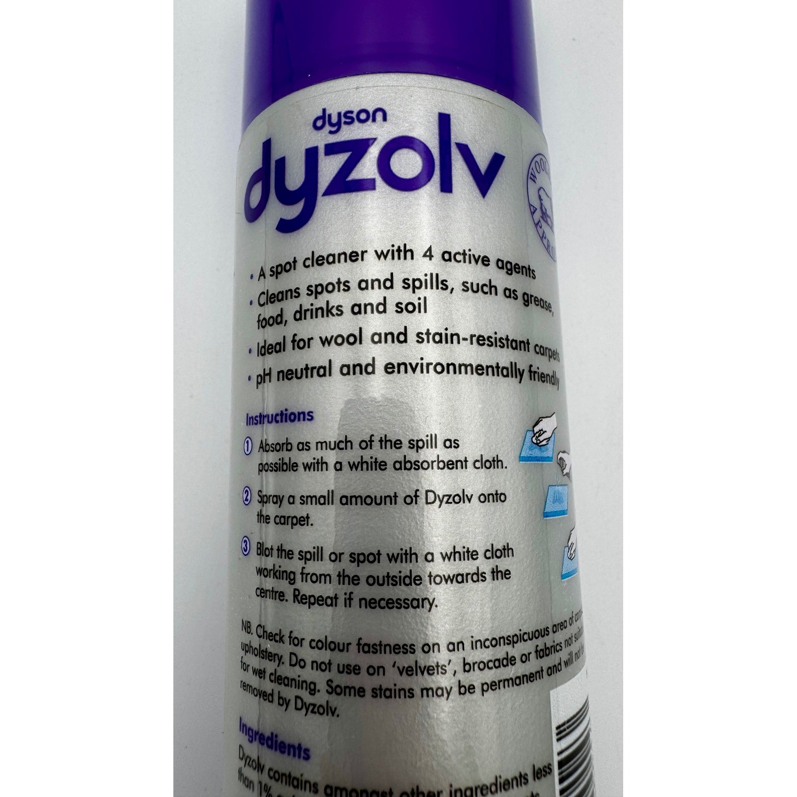 New Dyson Dyzolv Carpet Spot Cleaner Spray 8.5 oz 4 Active Agents Discontinued