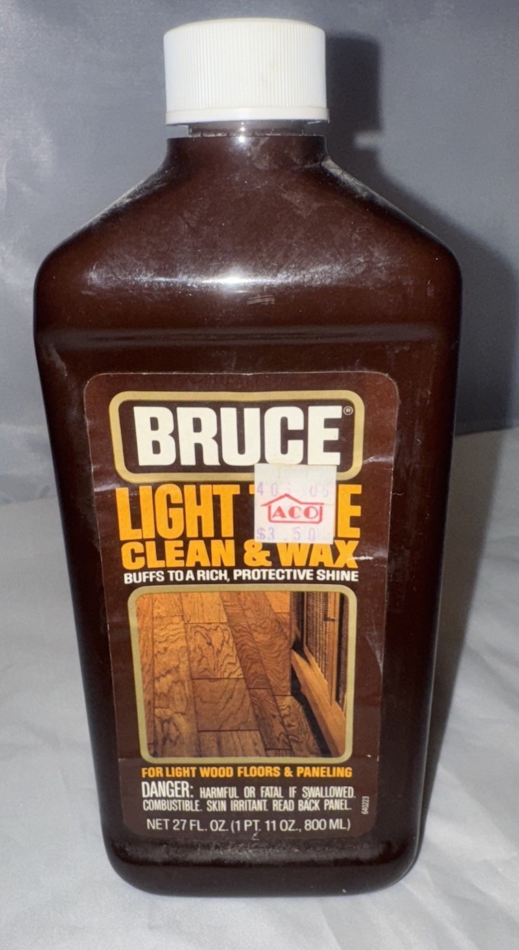 Vintage Bruce Light Tone Clean & Wax for Wood Floors Paneling 27oz bottle USED