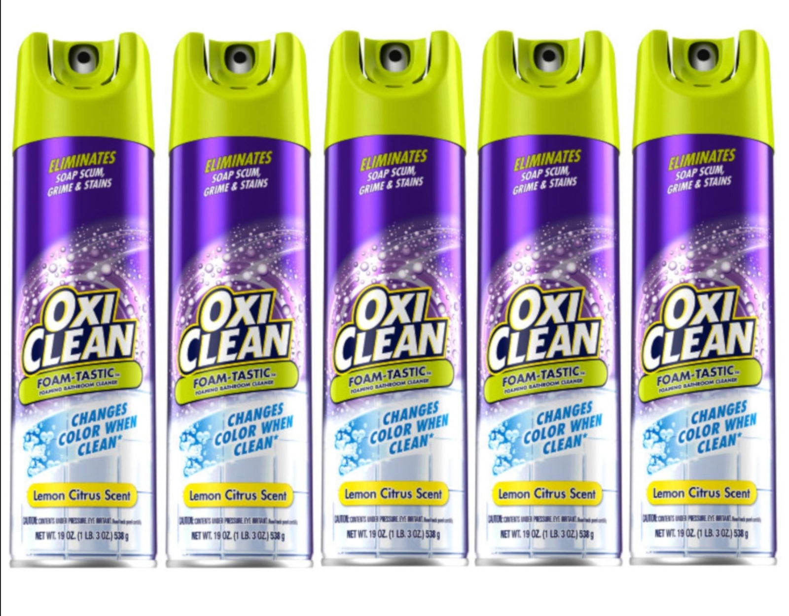 OxiClean Foam-Tastic Bathroom Cleaner, Citrus Scent, 19 oz Spray 5 Pack