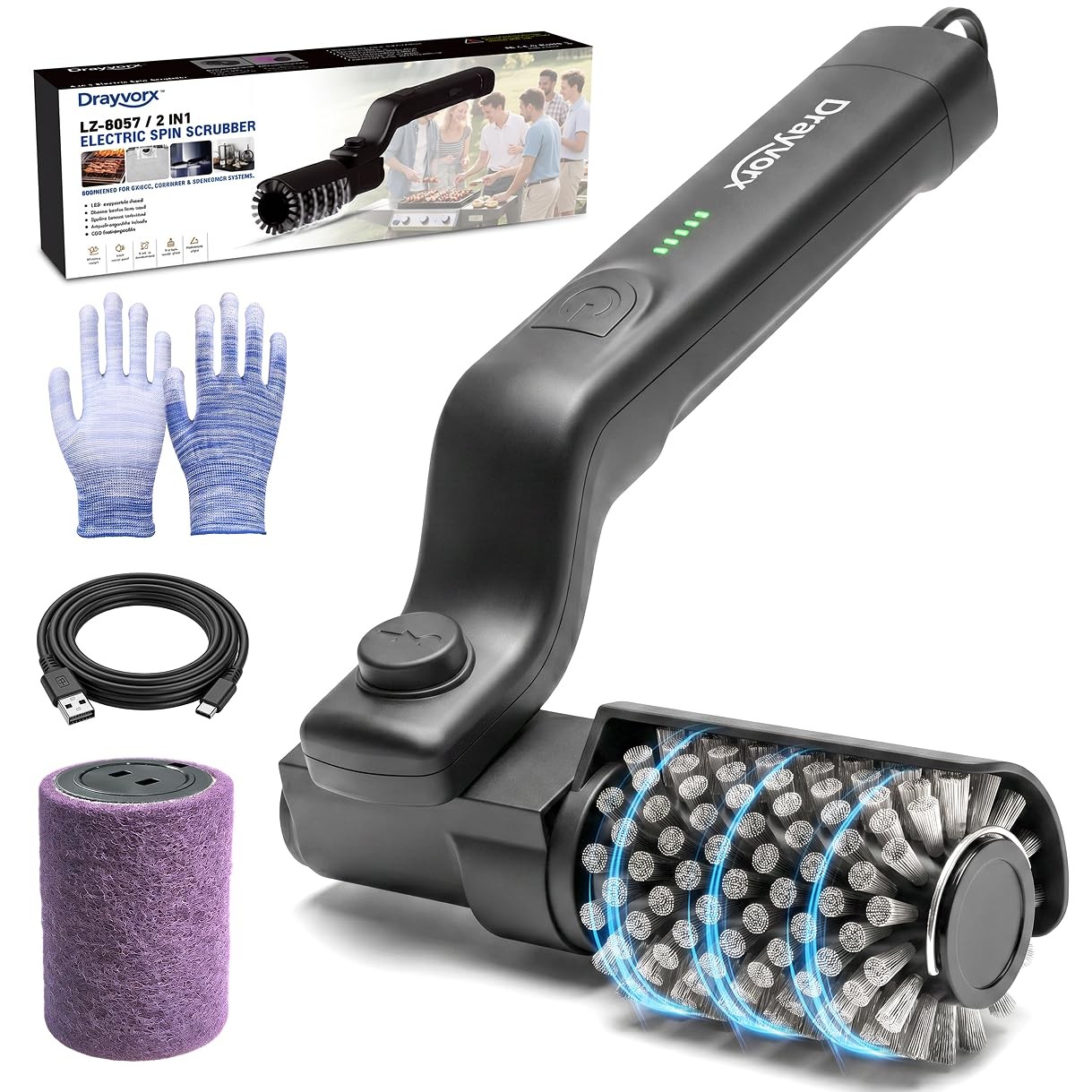 Electric Grill Brush, 20kg High Torque BBQ Cleaner with 3 Speed Modes, Reinfo…