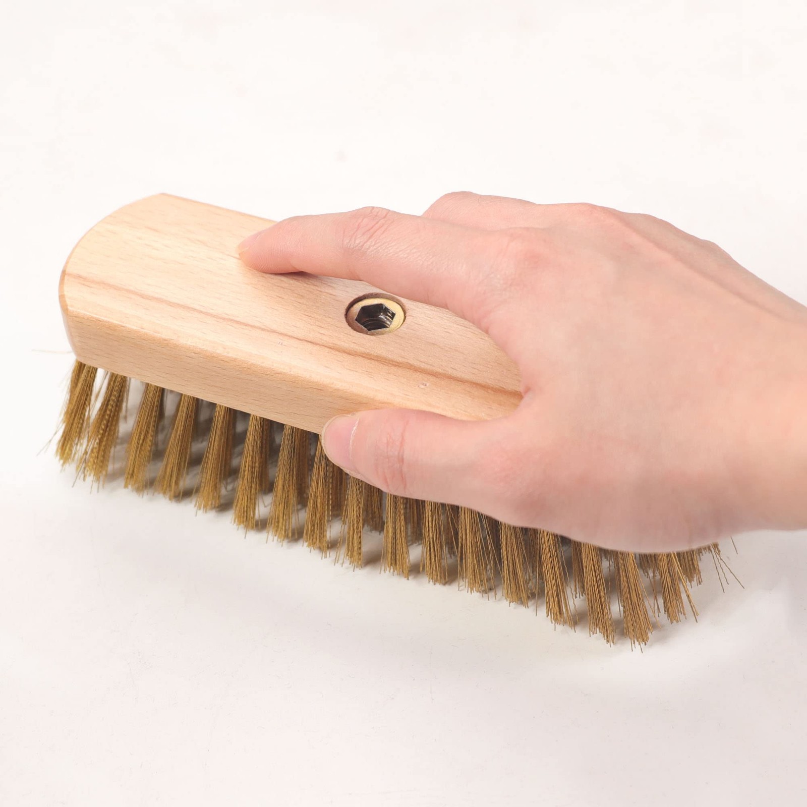 Pizza Oven Brush 7 Inch Brass Bristles Brush Head and Scraper