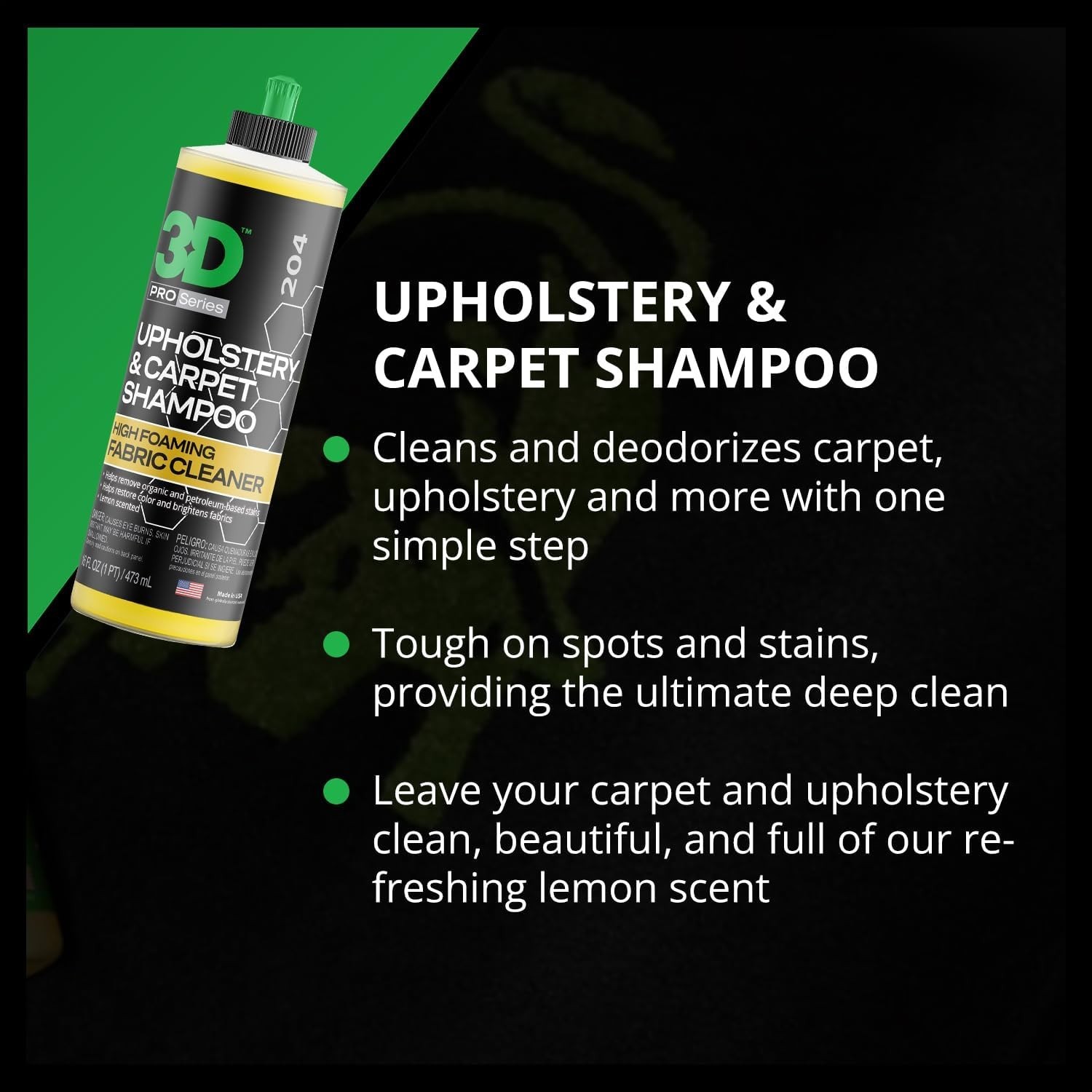 16oz High Foam Upholstery Shampoo – Odor Eliminator with Fresh Lemon Scent