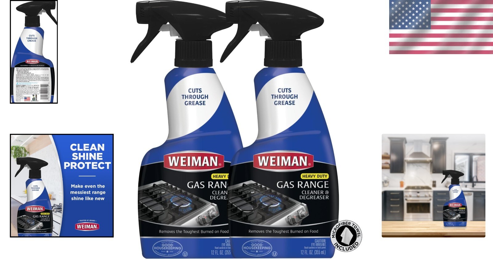 2-Pack Heavy-Duty Cleaner for Gas Ranges & Stovetops – 24 oz. with Towel