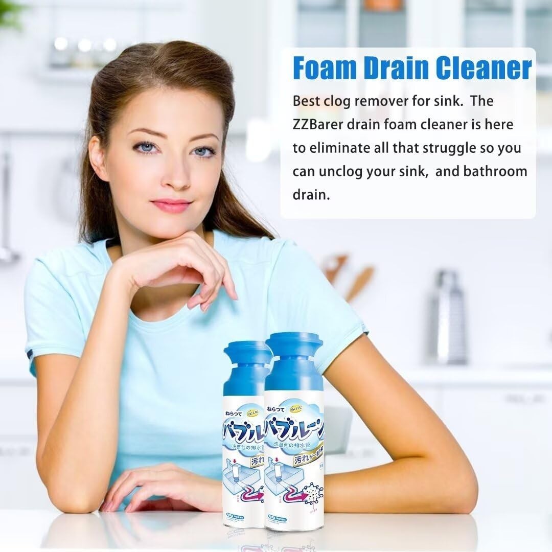 [2 cans] ZZBARER Foam Drain Cleaner, Powerful Sink and Drain Cleaner