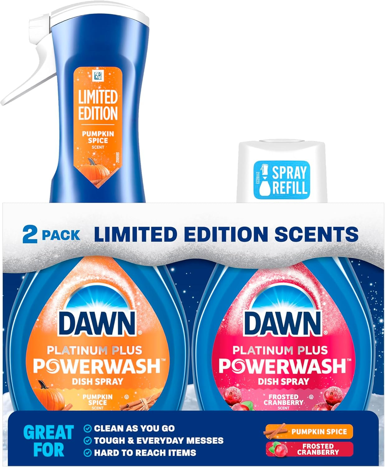 Powerwash Spray, Dish Soap, Dishwashing Liquid, Pumpkin Spice + Frosted Cranberr