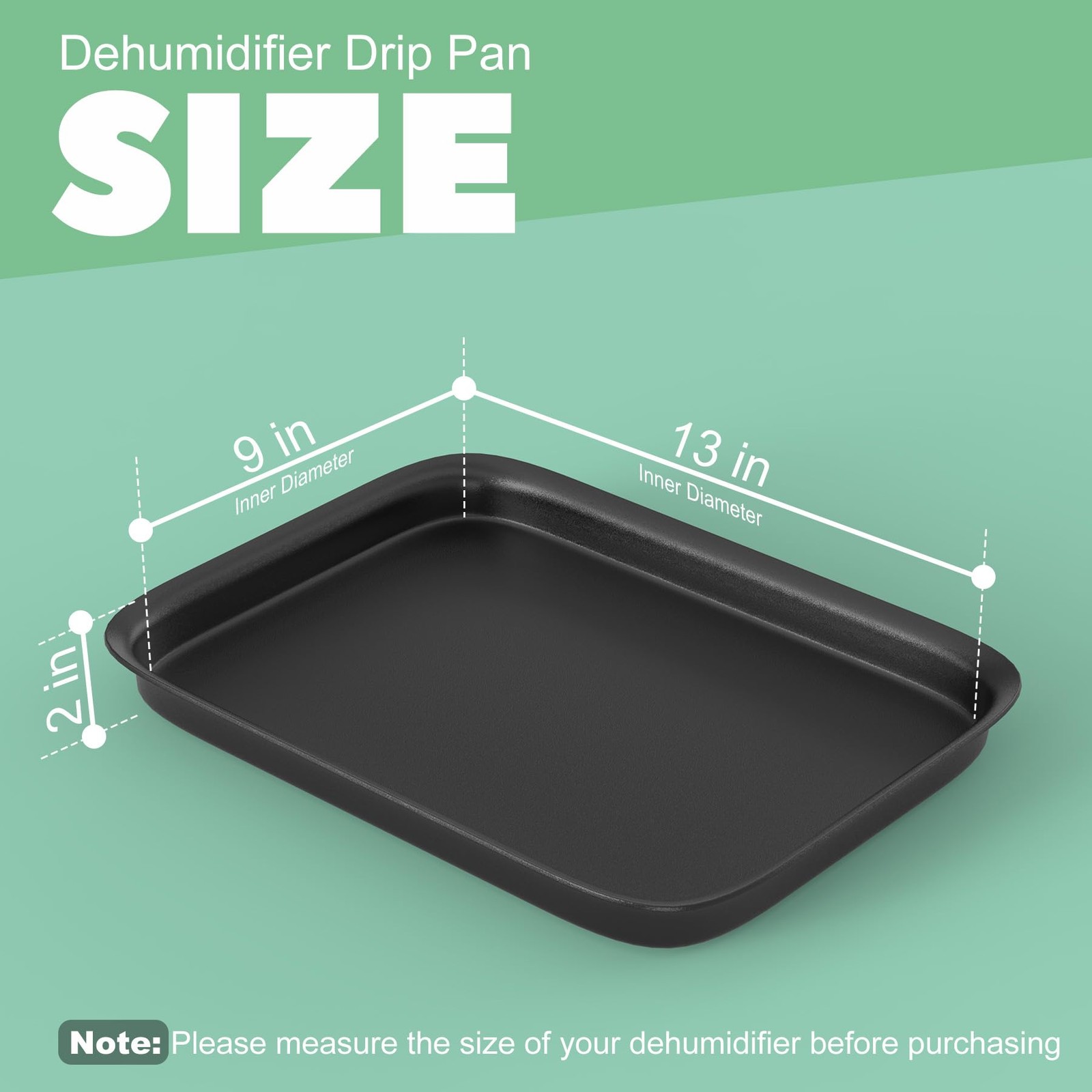 Dehumidifier Drip Pan with Raised Edge, Hard Plastic 13” x 9”x 2” Non-Slip…