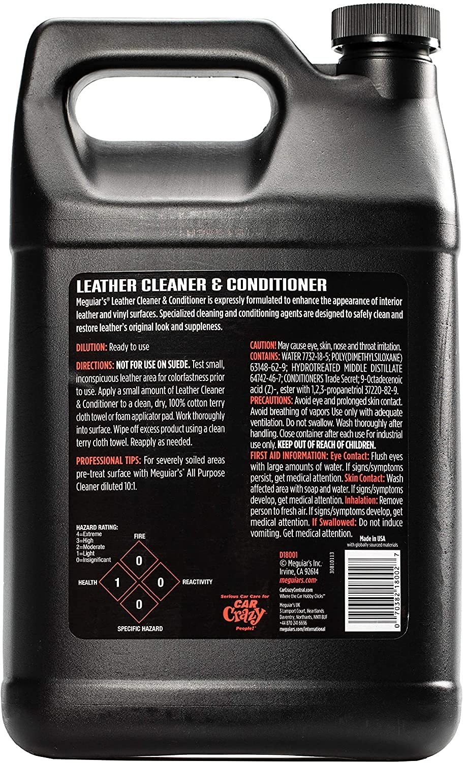 1 Gallon Meguiar’s Leather Cleaner & Conditioner – Restore Your Car’s Interior
