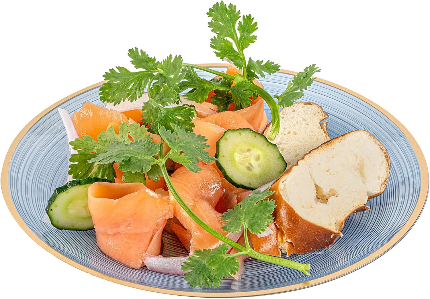 Restaurantware Plastic Plates 100 Pcs 7.25″ Gold Rimmed Disposable Plates Heav