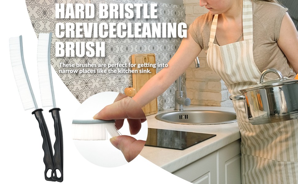 Hard Bristle Crevice Cleaning Brush, Versatile Scrub Tool for Kitchen, Window,