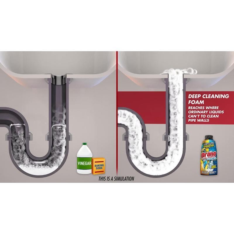 Dual-Force Foamer Drain Clog Remover Hair Odor Eliminator Septic Safe 17 oz New