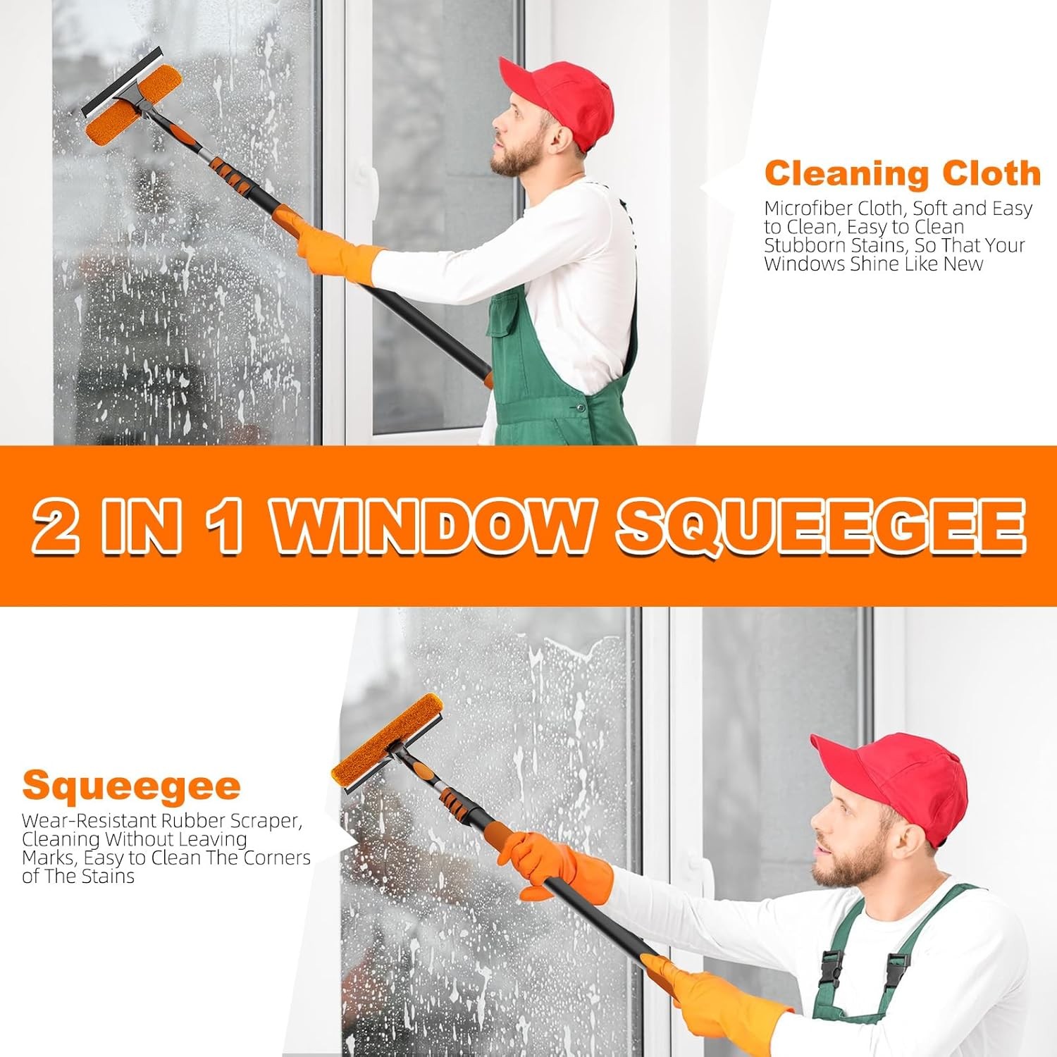 30FT Extension Pole Duster Kit Window Cleaning Tool High Ceiling Dusting