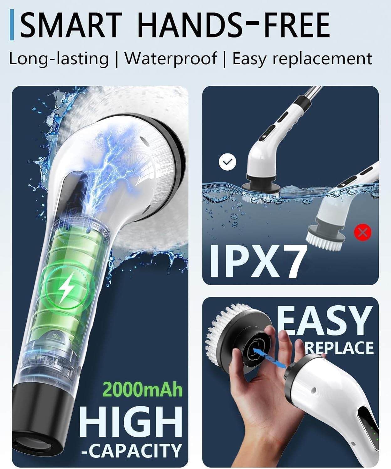 Electric Spin Scrubber for Cleaning Bathroom, Shower Scrubber Cordless Cleaning