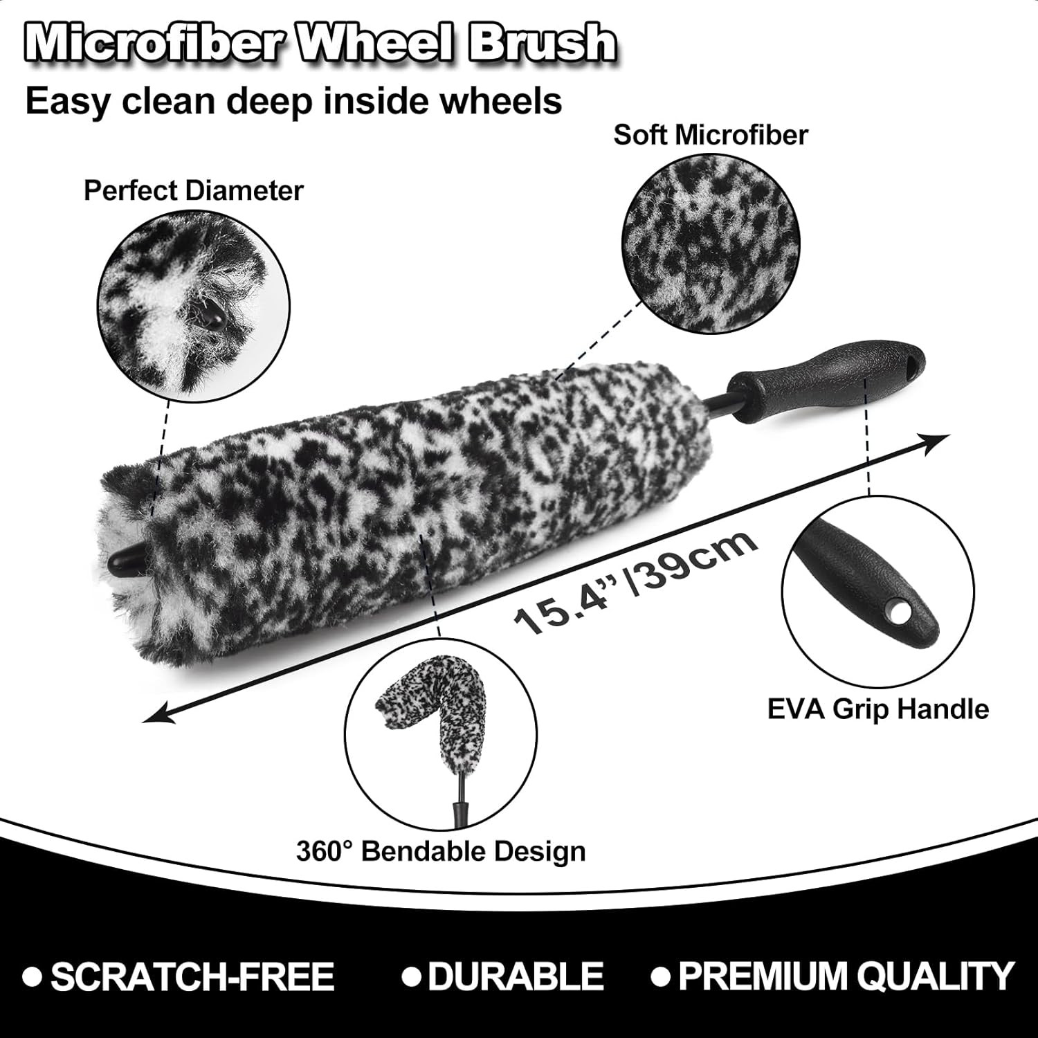 7Pcs Car Wheel Brush Kit, Tire Brush, Wheel Cleaner Brush, Soft-Bristled Rim Cle