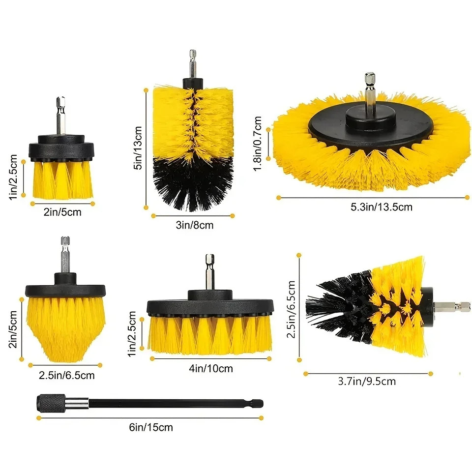 7-Piece Drill Brush Attachment Set, Cleaning Brush Tool Kit, Multi-Purpose Drill
