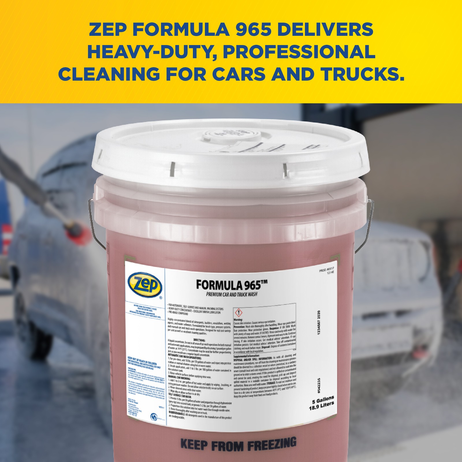 Zep Formula 965 Premium Car and Truck Wash – 5 Gallon Pail – 51733 – Prevents