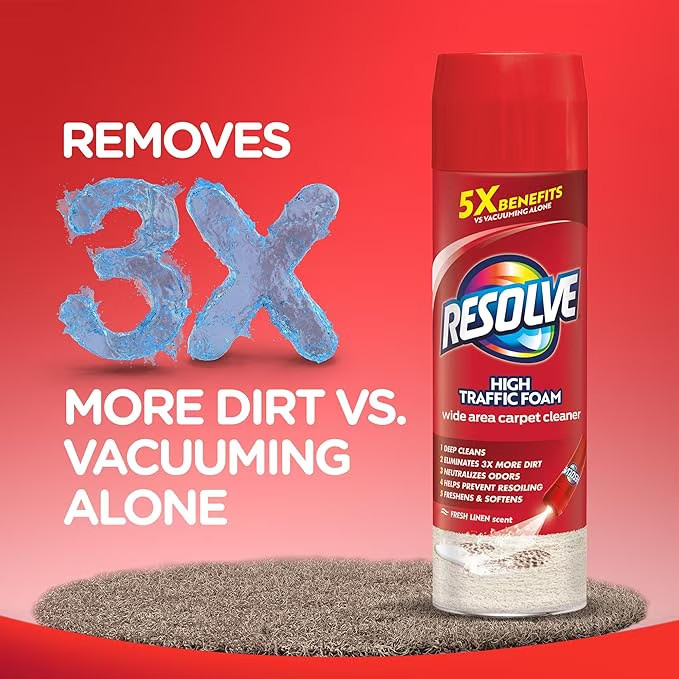 Resolve High Traffic Carpet Cleaner Foam 22 oz Stain & Odor Remover New