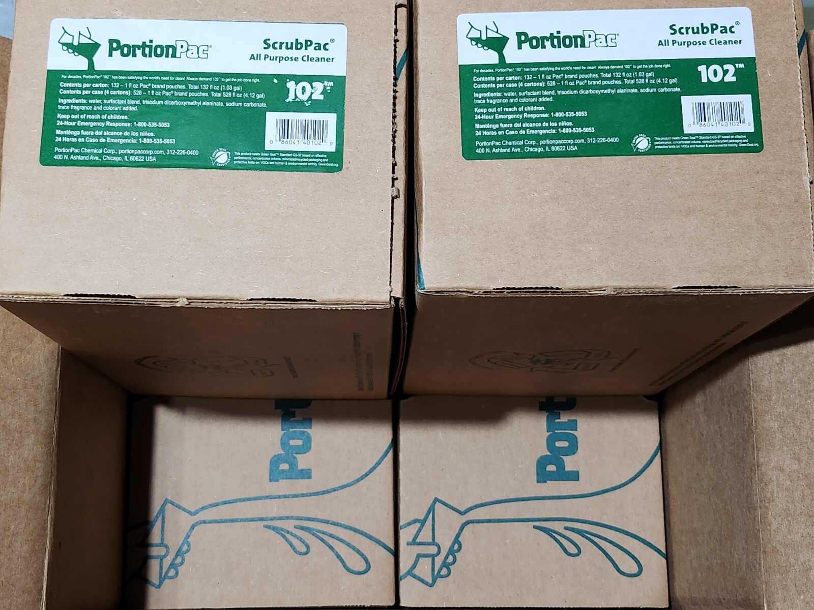 (Case of 4 boxes/528 pcs) PORTION PAC 102 ScrubPac All Purpose Cleaner Detergent