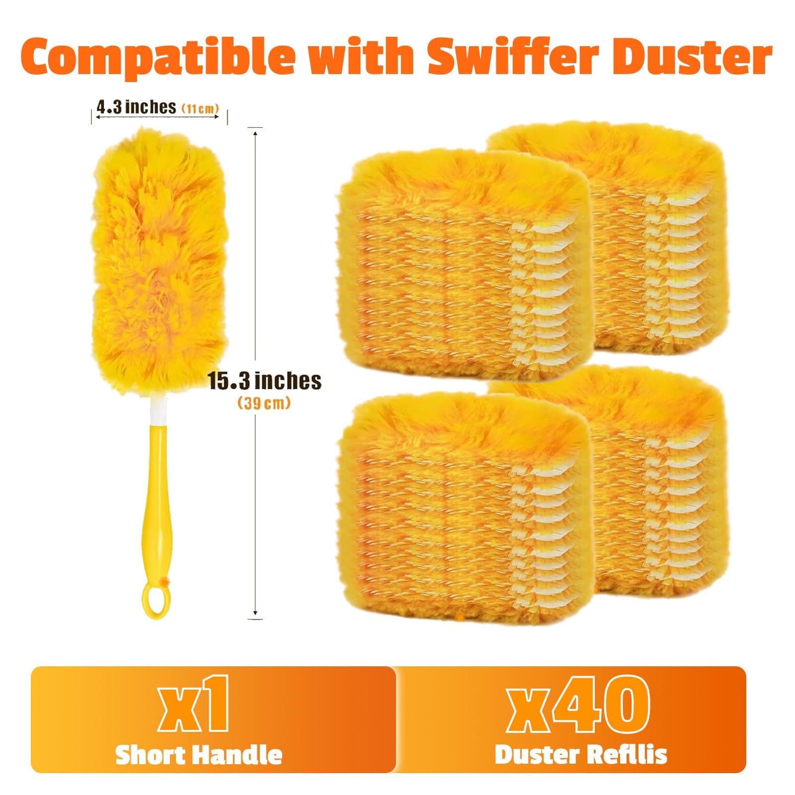 40-Pack Duster Refills Compatible for Swiffer Duster Refills, 360° Disposable…