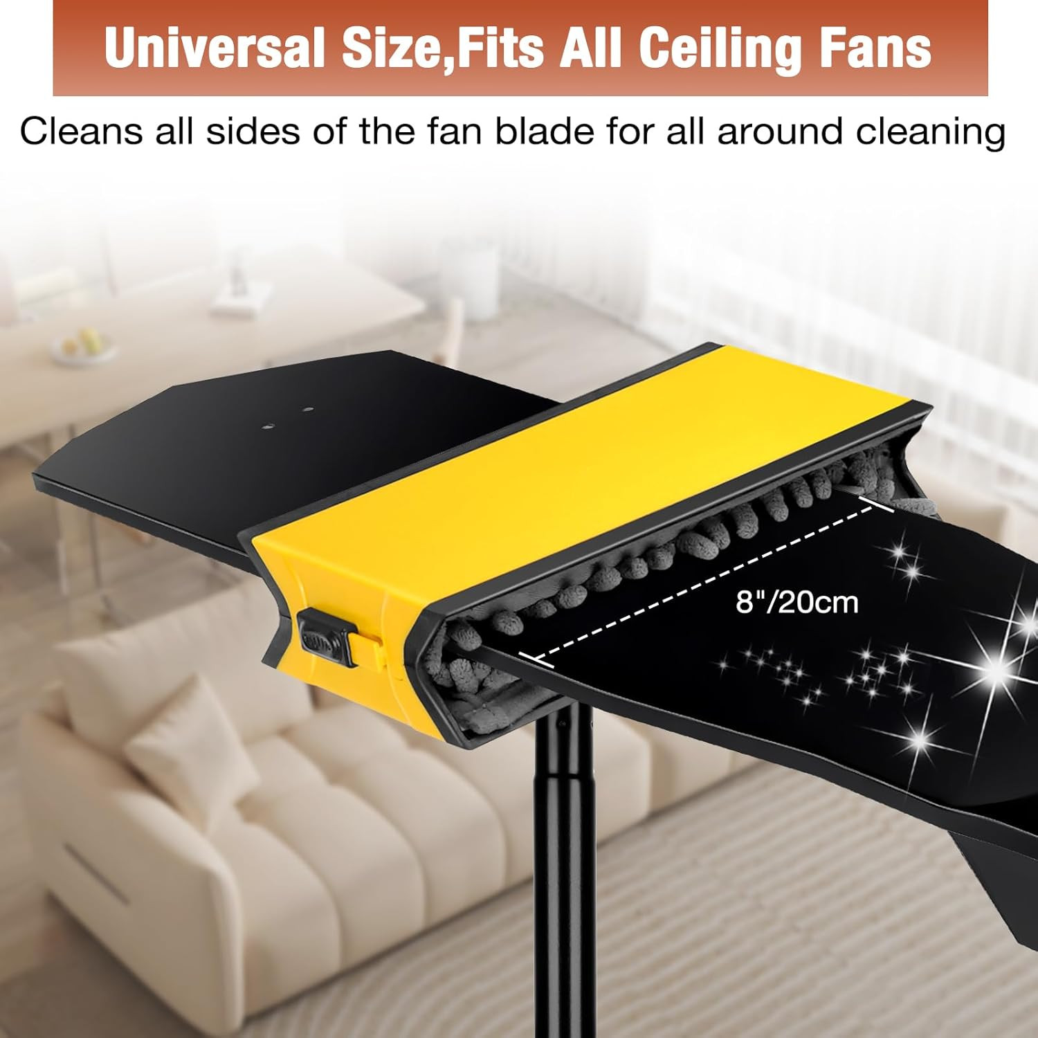 Ceiling Fan Cleaner Duster with Extension Pole, Fan Blade Cleaner Microfiber Cle