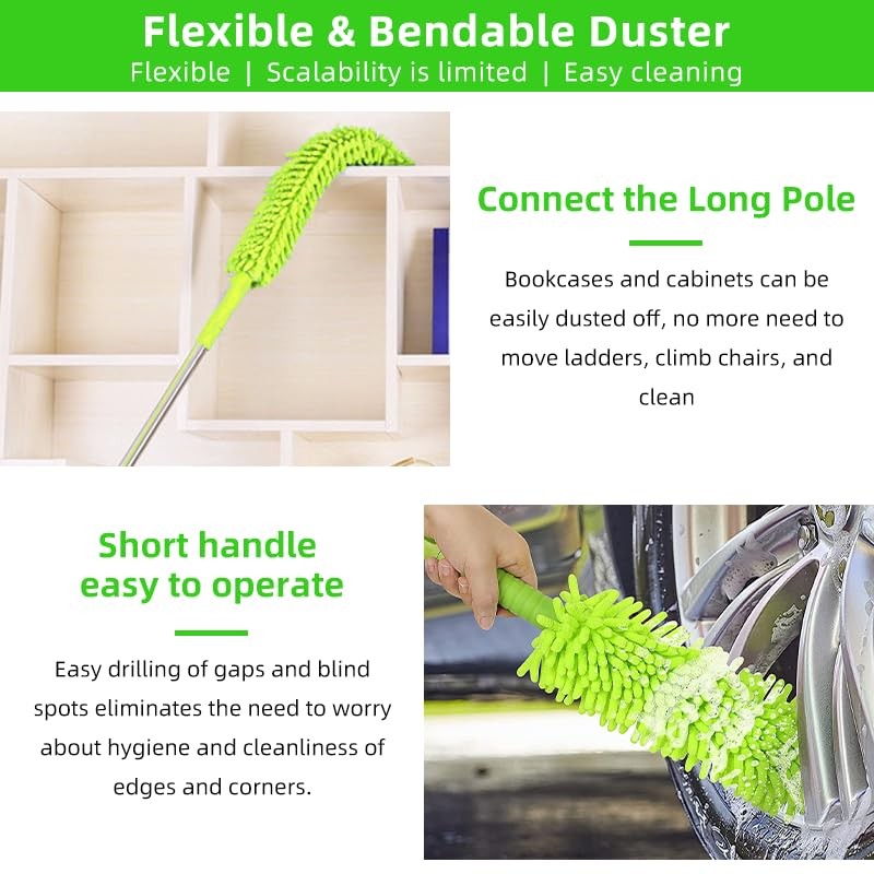 62″ Car Wash Brush with Long Handle, Chenille Microfiber Car Wash Mop Mitt, W…