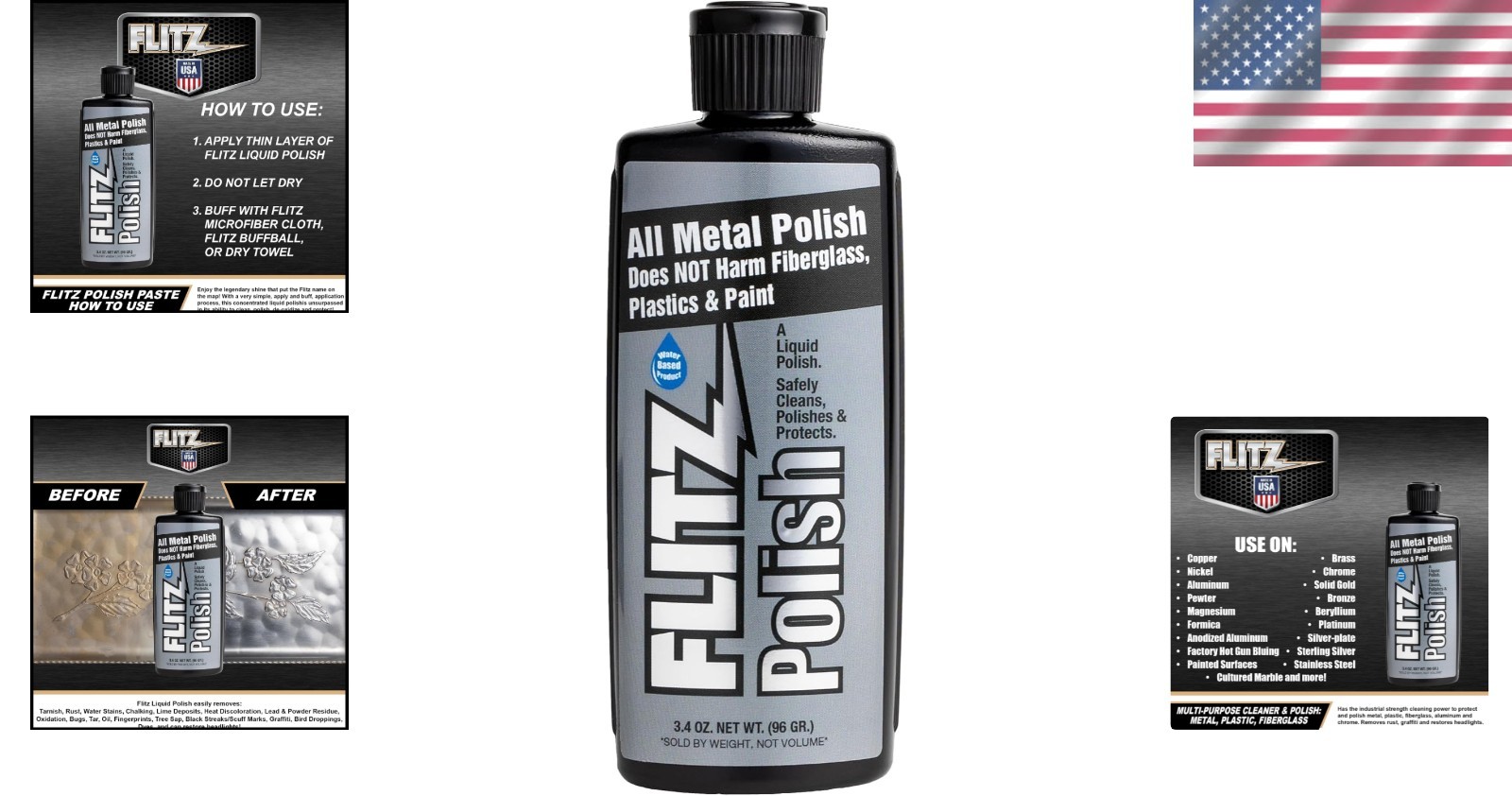 Made in USA 3.4oz Multi-Surface Metal Cleaner – Non-Toxic & Long-Lasting Formula