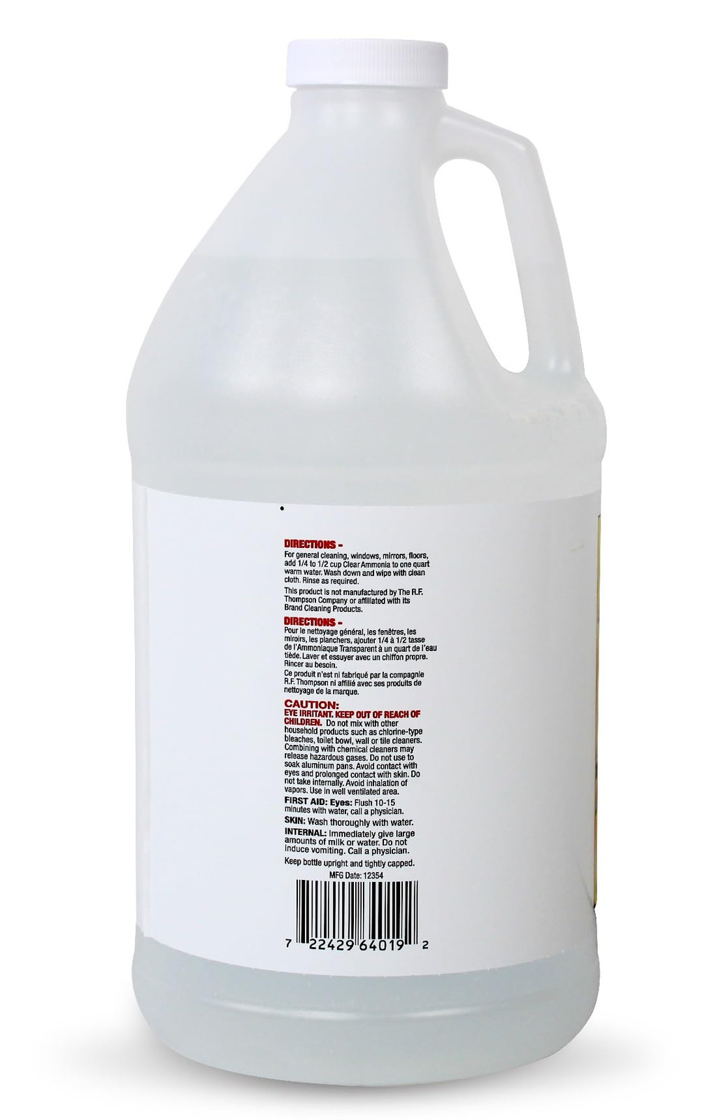 64 Fl Oz Fragrance Free Pure Ammonia Cleaner for Tough Stains and Grime