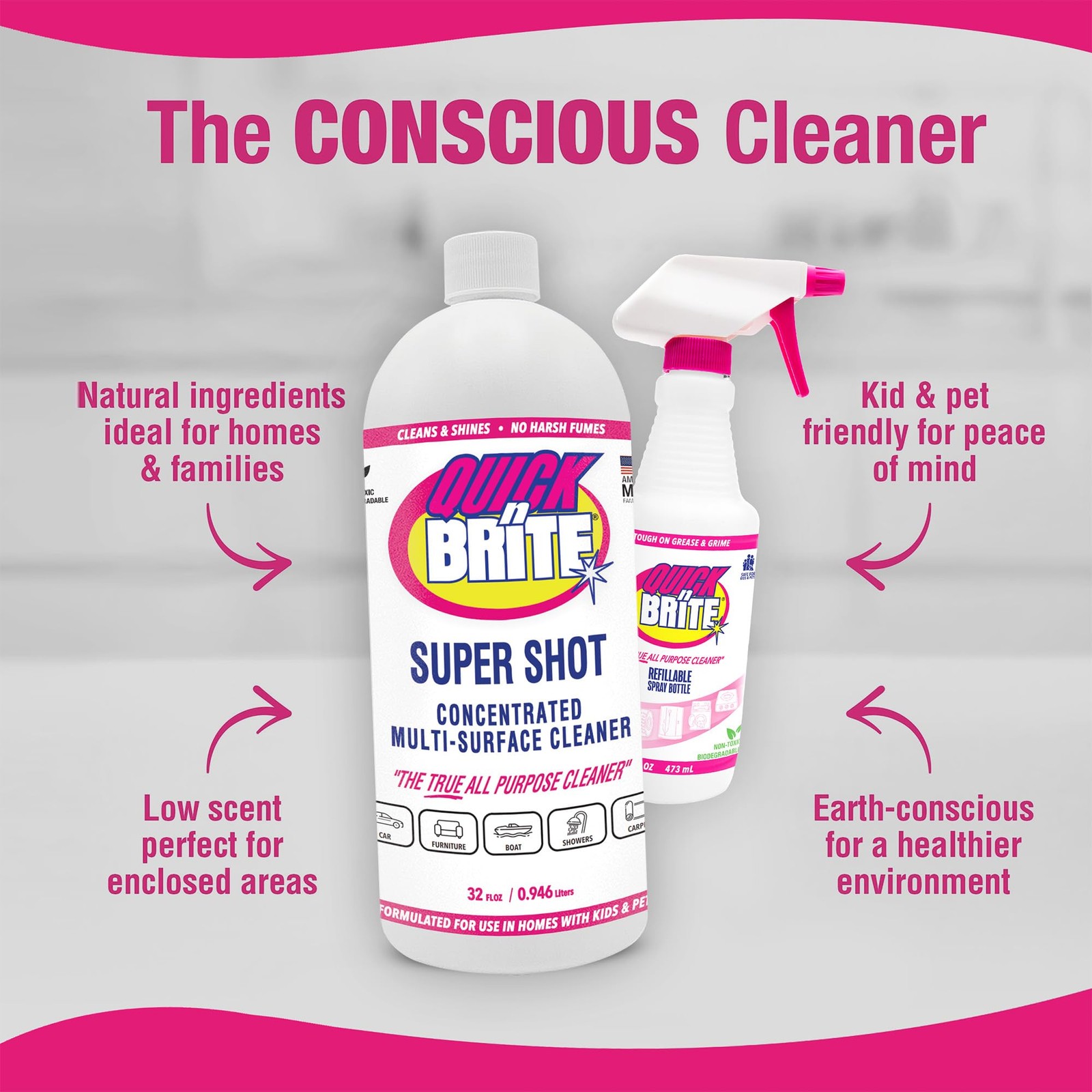 Quick N Brite Super Shot Liquid Cleaner True All Purpose Cleaner Concentrated 32
