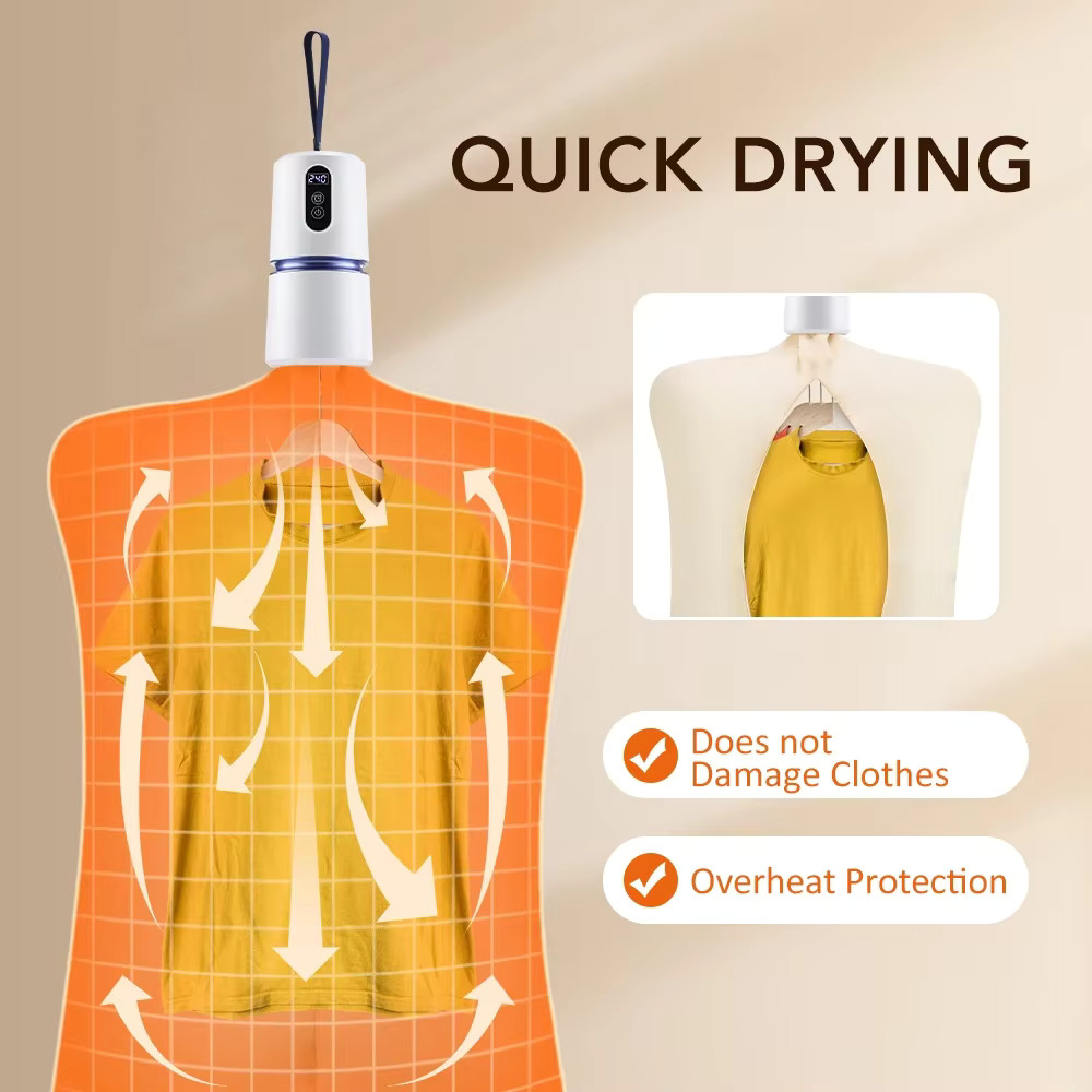 Portable Clothes Dryer 110-220V Smart Mini Laundry Dryer with Timer Travel Use