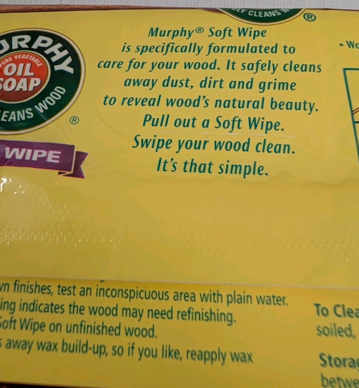 Murphy Soft Wipes Clean & Dust Multi-Use Wood Cleaner 18 Large Wipes New Sealed