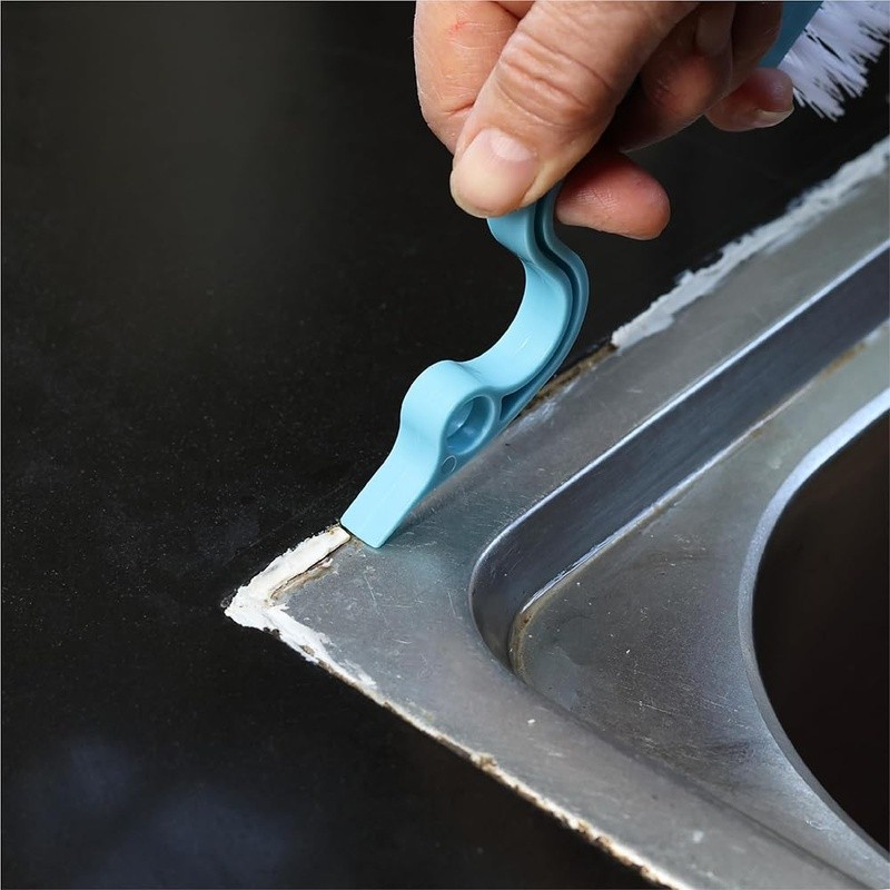 Window Track Cleaning Brush 2 Pack Ergonomic Handle Built-in Scraper Multi Tool