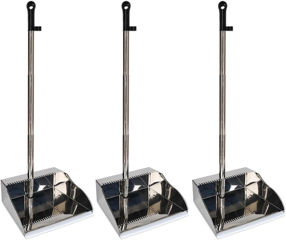 Stainl Steel Dustpan with Outdoor Stiff Bristles Broom, Long Handle