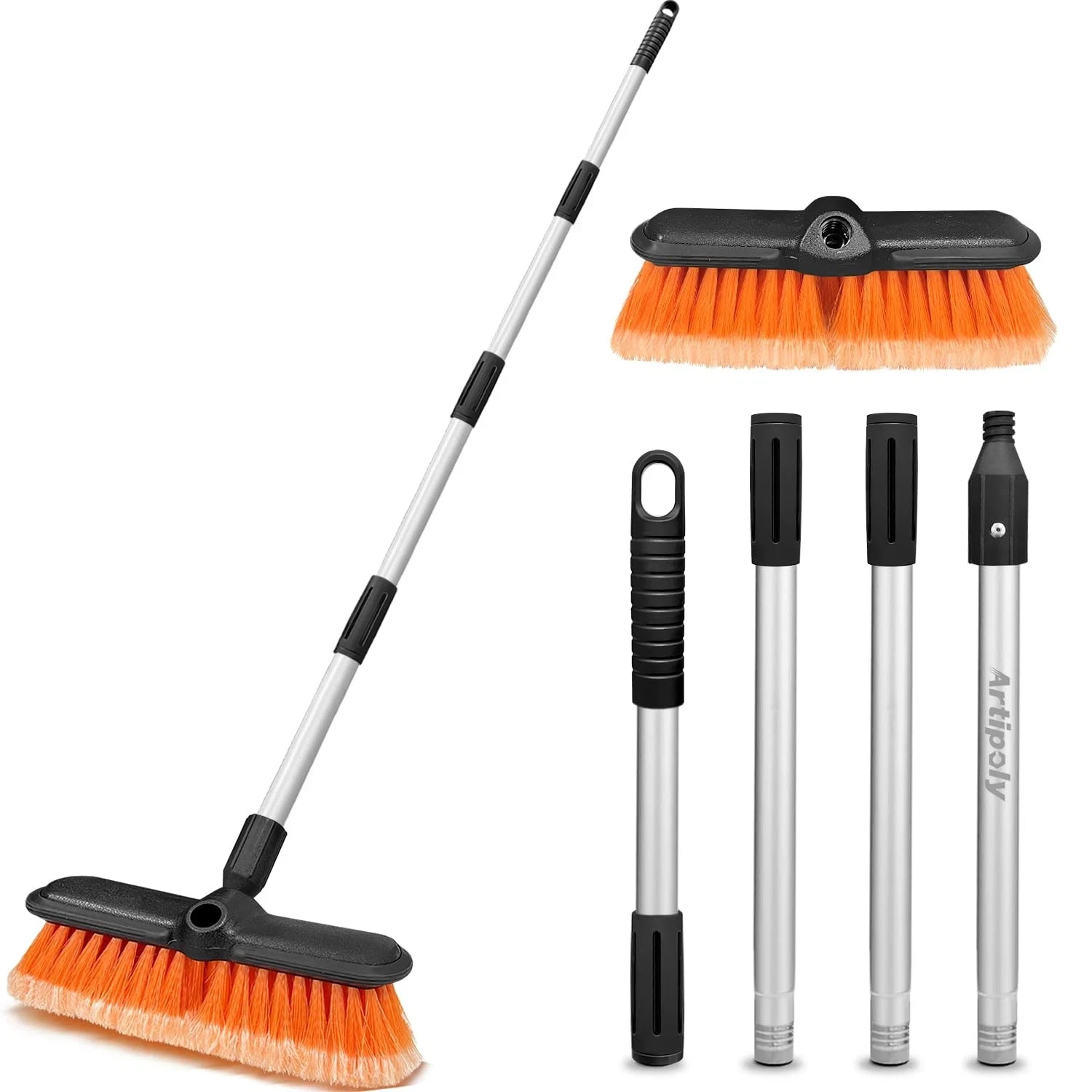65″ Car Wash Brush with Extension Pole, Car Wash 10” Dip Soft Brush, No Scratch