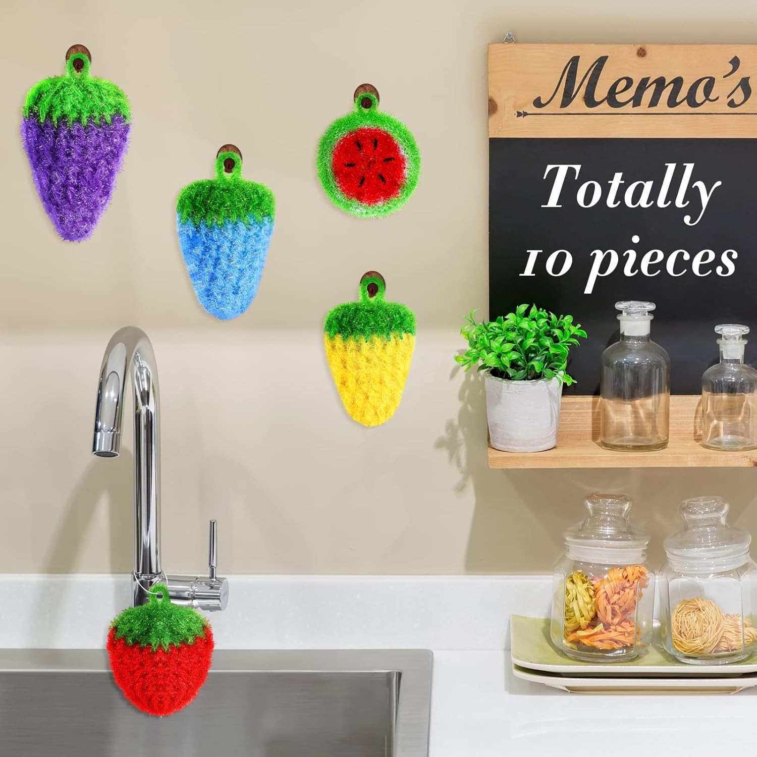 10 Pieces Fruit Dish Scrubber Non Scratch Cleaning Sponge Double Layered Dish