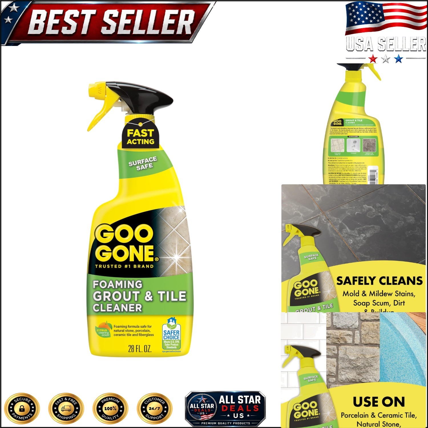 Citrus Scent 28oz Grout & Tile Cleaner – Removes Soap Scum & Hard Water