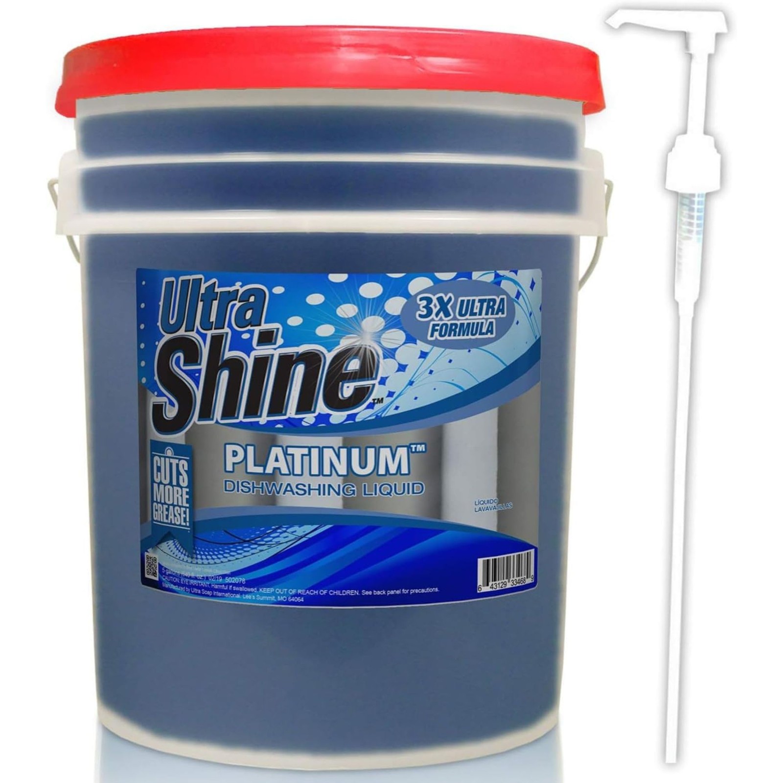Ultra Shine™ 3X Platinum™ Dishwashing Liquid – Grease Remover, 5 Gallon, Blue