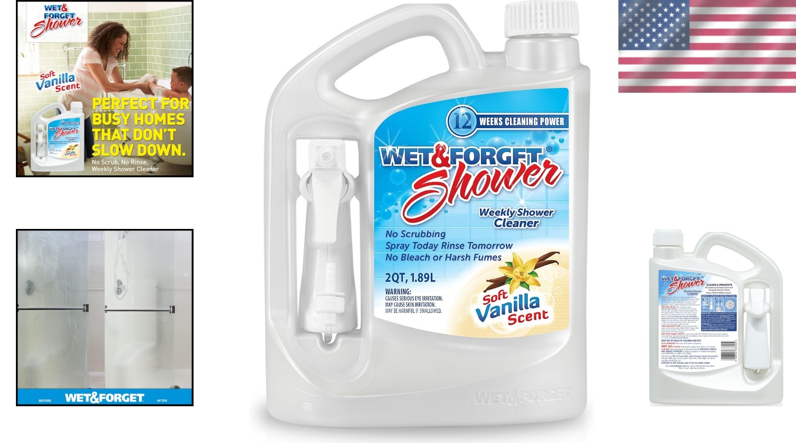 Multi-Surface Shower Cleaner – 64 Oz, No Scrub, Bleach-Free, Vanilla Aroma