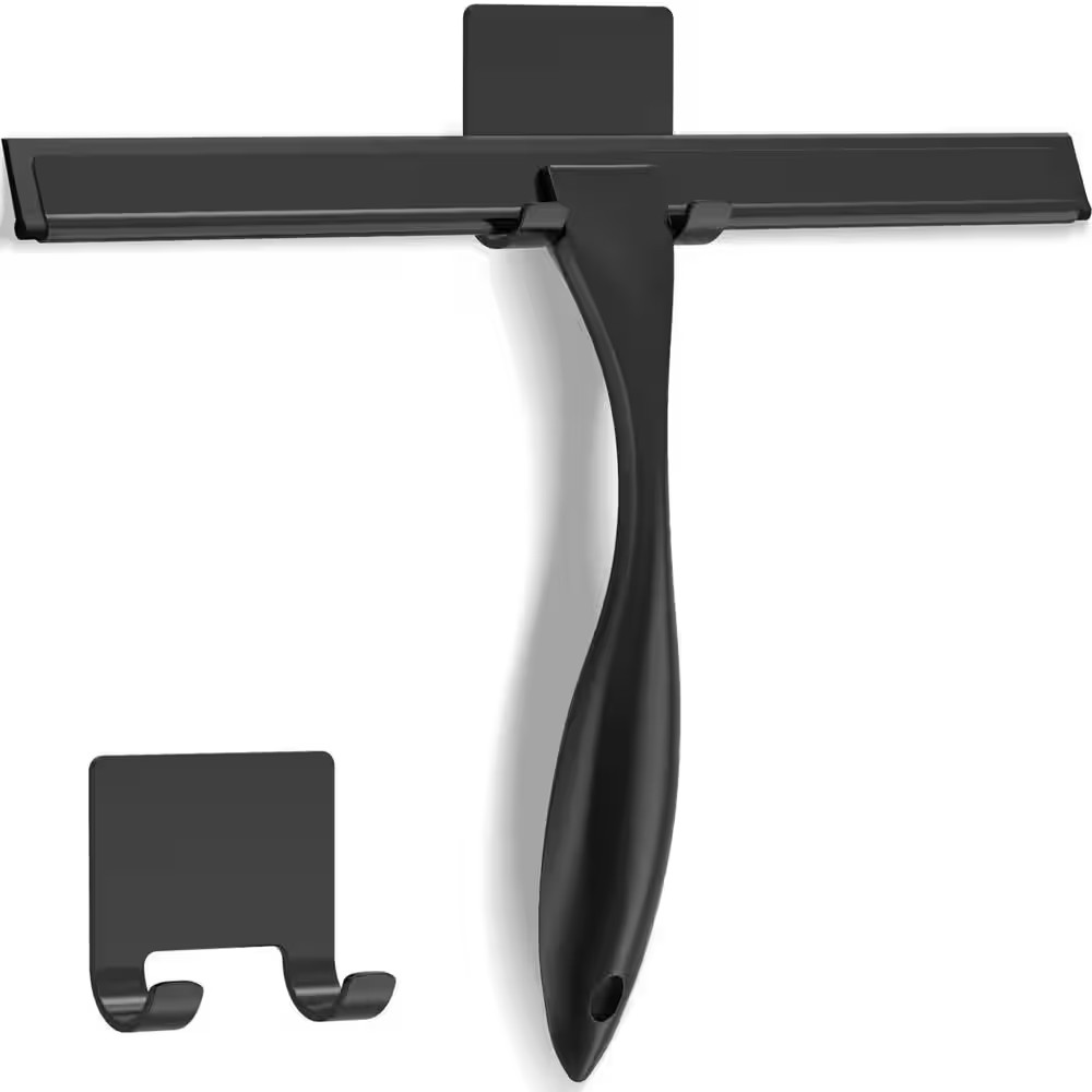 10 In. All-Purpose Squeegee with Stainless Steel Handle and Adhesive Hook for Sh