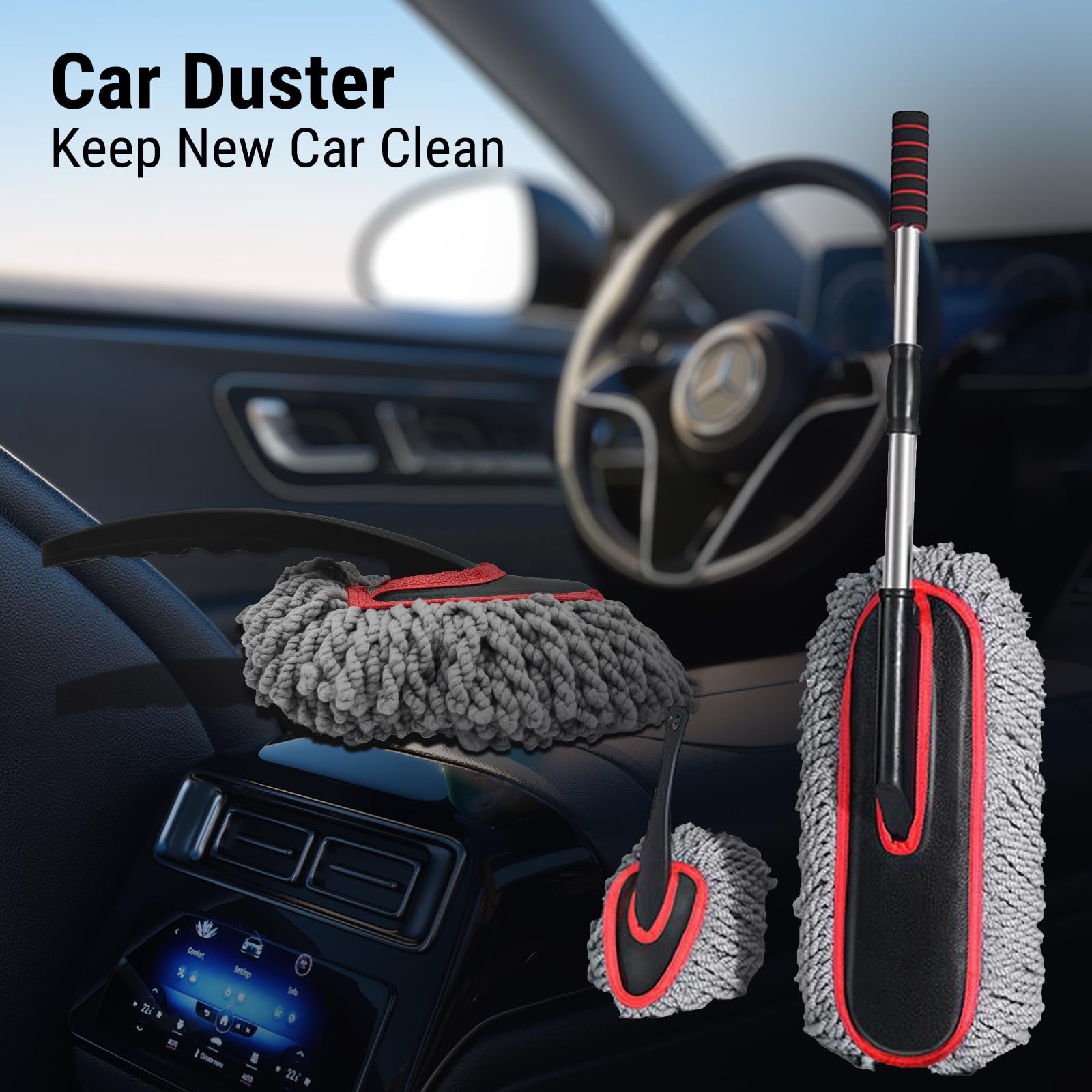 Car Duster Kit, 2PCS Microfiber Exterior and Interior Scratch Free Car Duster…