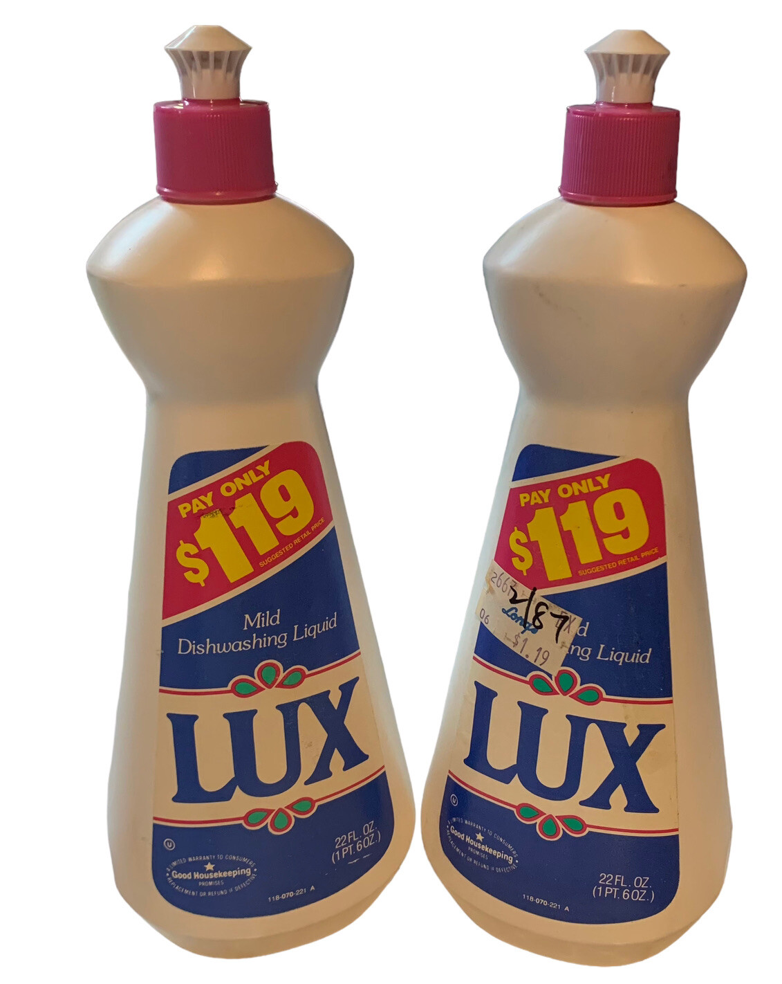 2- Vintage 1980’s Lever LUX Mild Dishwashing Liquid Dish Soap 22 Oz Prop NEW NOS