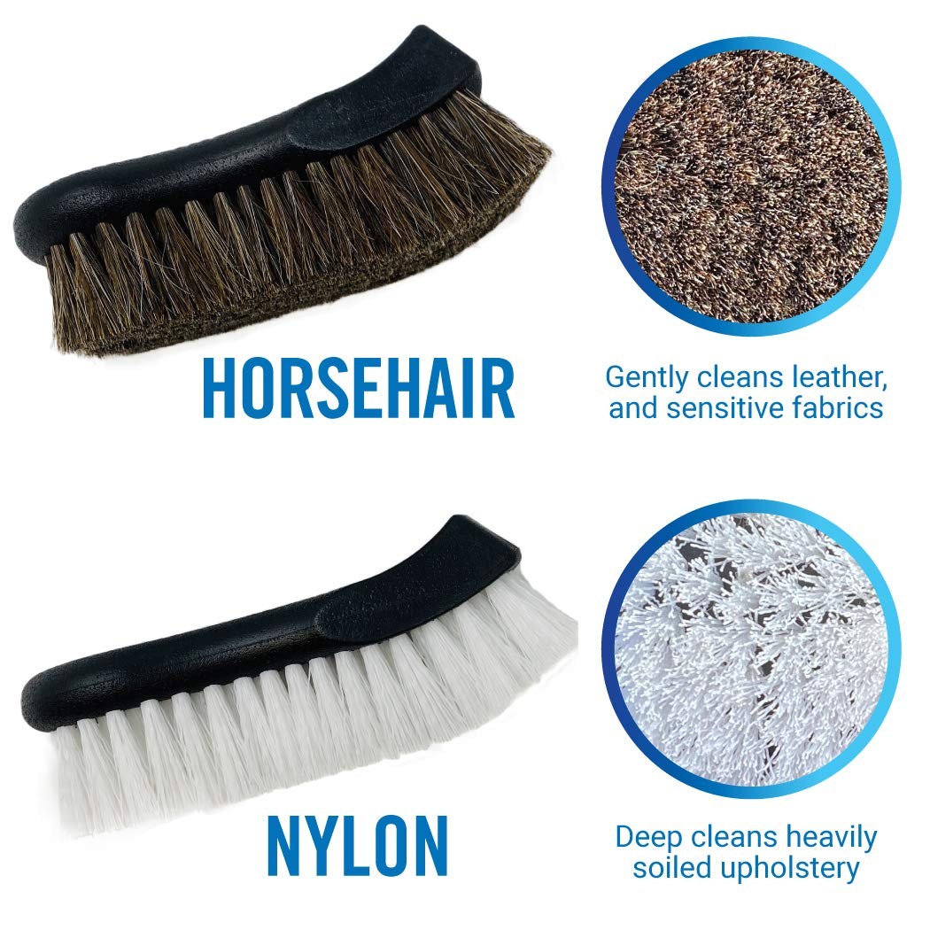 Upholstery Brush Set Carpet and Car Cleaning Brushes Horsehair Detailing Brus…