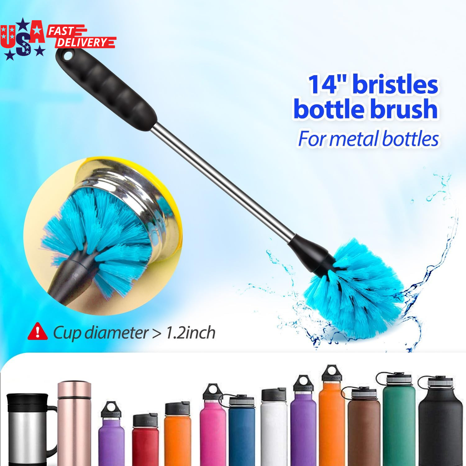 Bottle Brush Tube Cleaning Lab Set with Long Handle, Cup Cleaner for Washing Nar