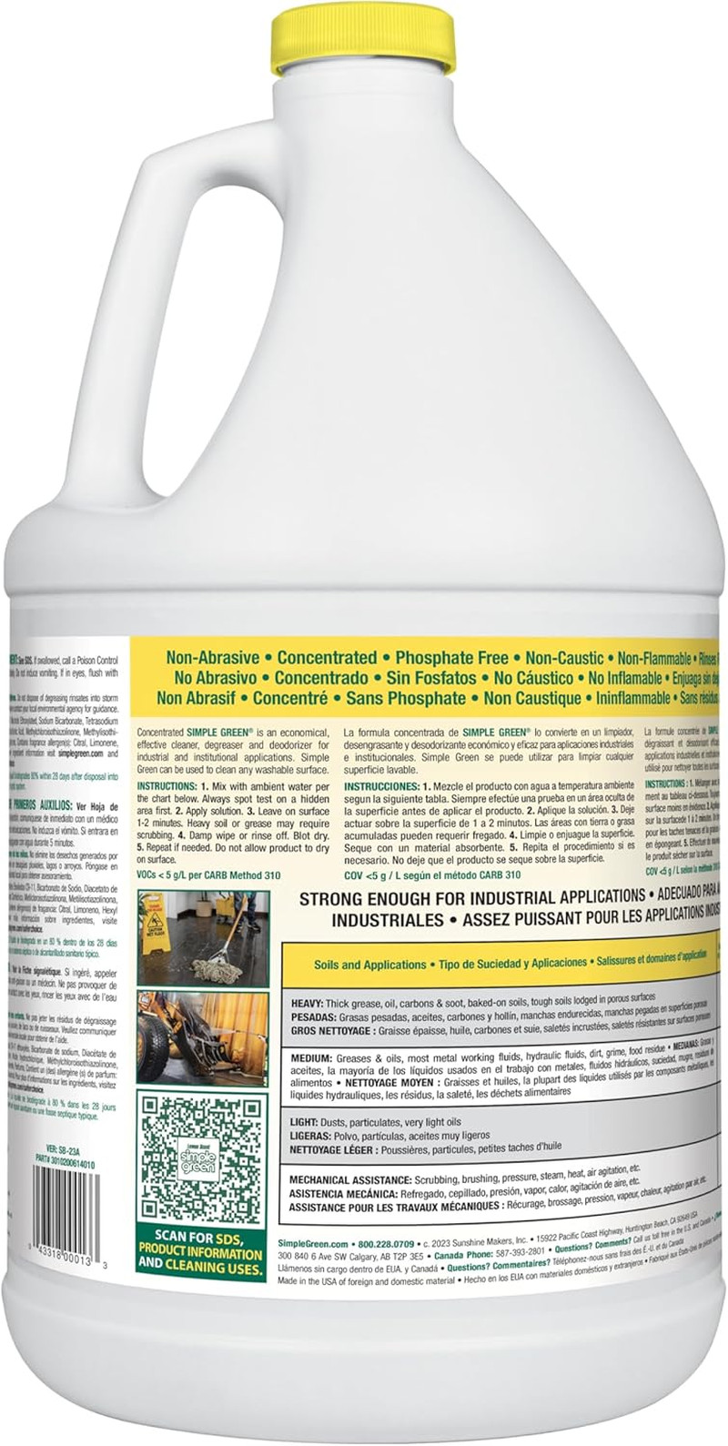 Industrial Cleaner and Degreaser Concentrated Lemon Scent 1 Gallon 128 fl oz