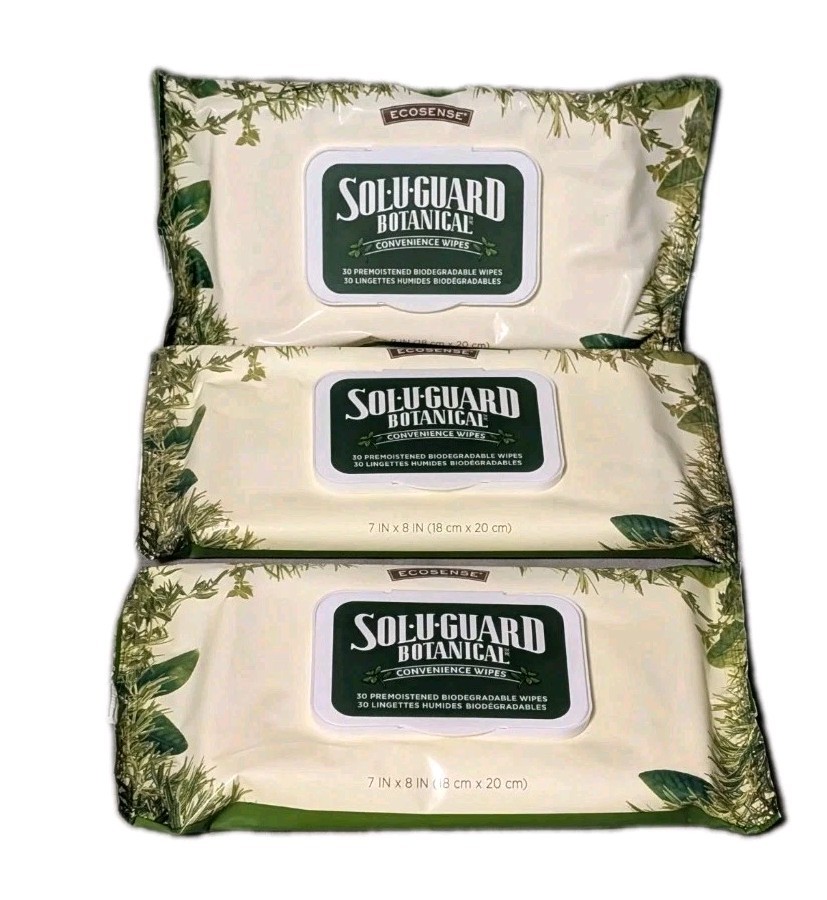 3 Melaleuca Sol-U-Guard Botanical Convenience Surface Cleaning 30 Wipes Ecosense