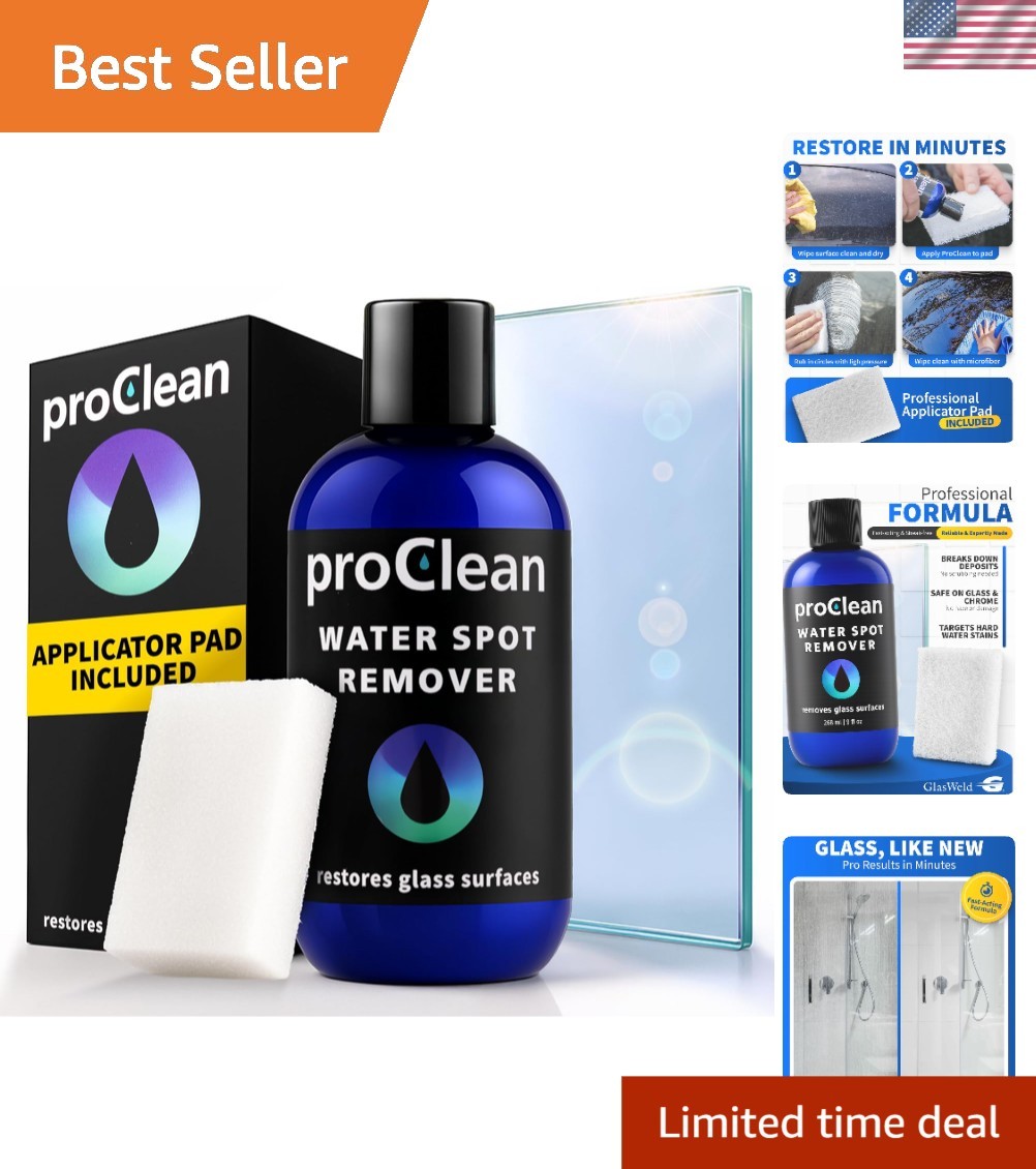 Professional Hard Water & Mineral Stain Remover with Easy Applicator Pad – 8oz