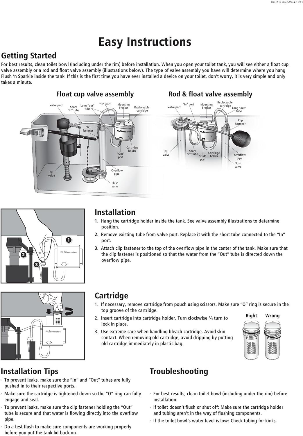 8300 Flush ‘n Sparkle Automatic Toilet Bowl Cleaning System with Bleach Cartr…