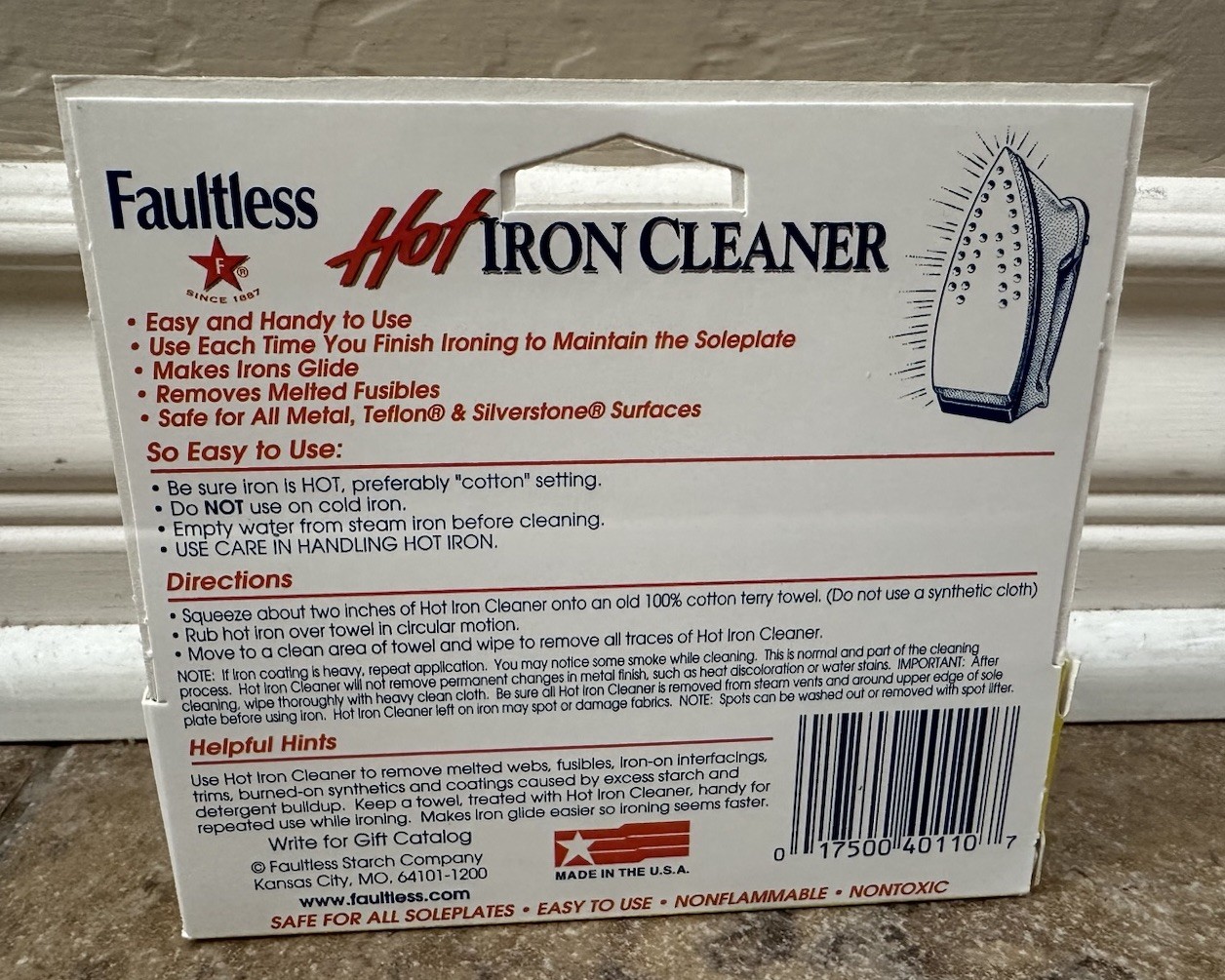 Vintage Faultless Starch 40110 Faultless Hot Iron Cleaner1oz (28 Grams) #A2
